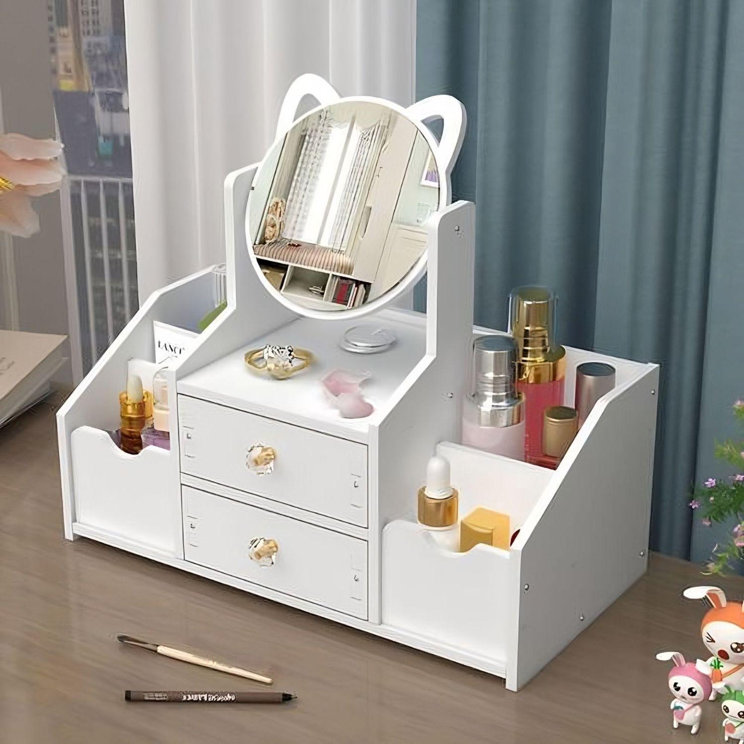 Cajón Con Espejo Y Repisa Organizadora De Joyero Cosméticos-2