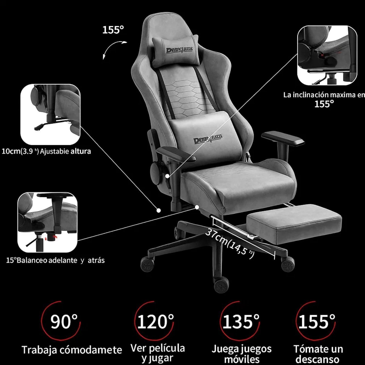 Silla Gamer Ergonómica Con Reposapiés Reclinable Profesional-2