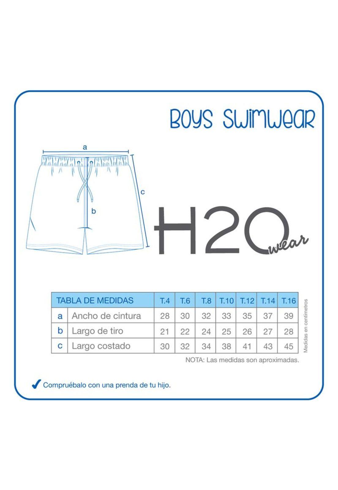 Traje de Baño Short Niño H2O Wear Celeste Estampado-2