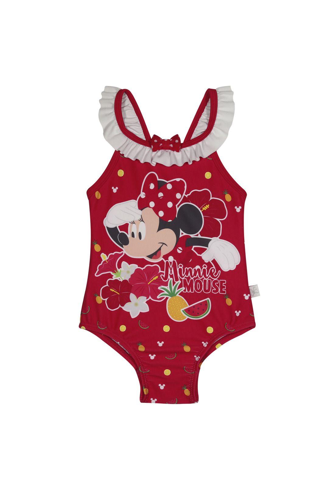 Traje de Baño Bebe Niña Disney Minnie Rojo Amaranto-0