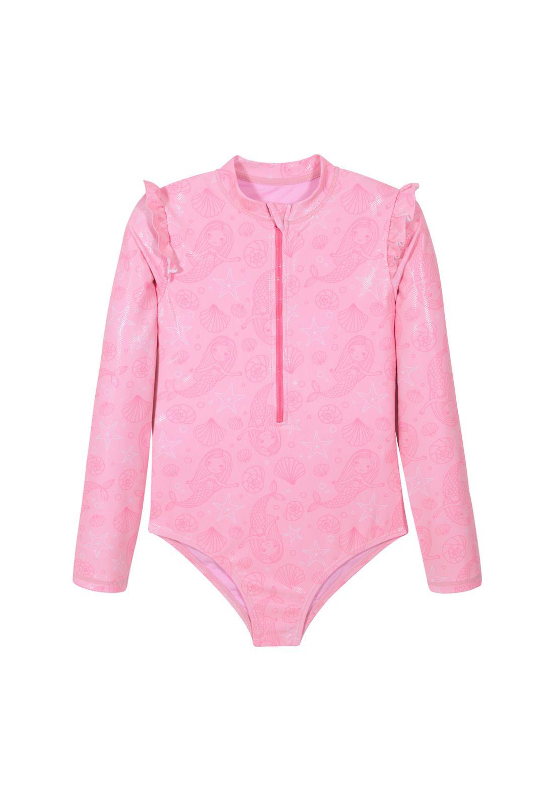 Traje de Baño Niña Manga Larga UV50 H2O Wear Rosado-0
