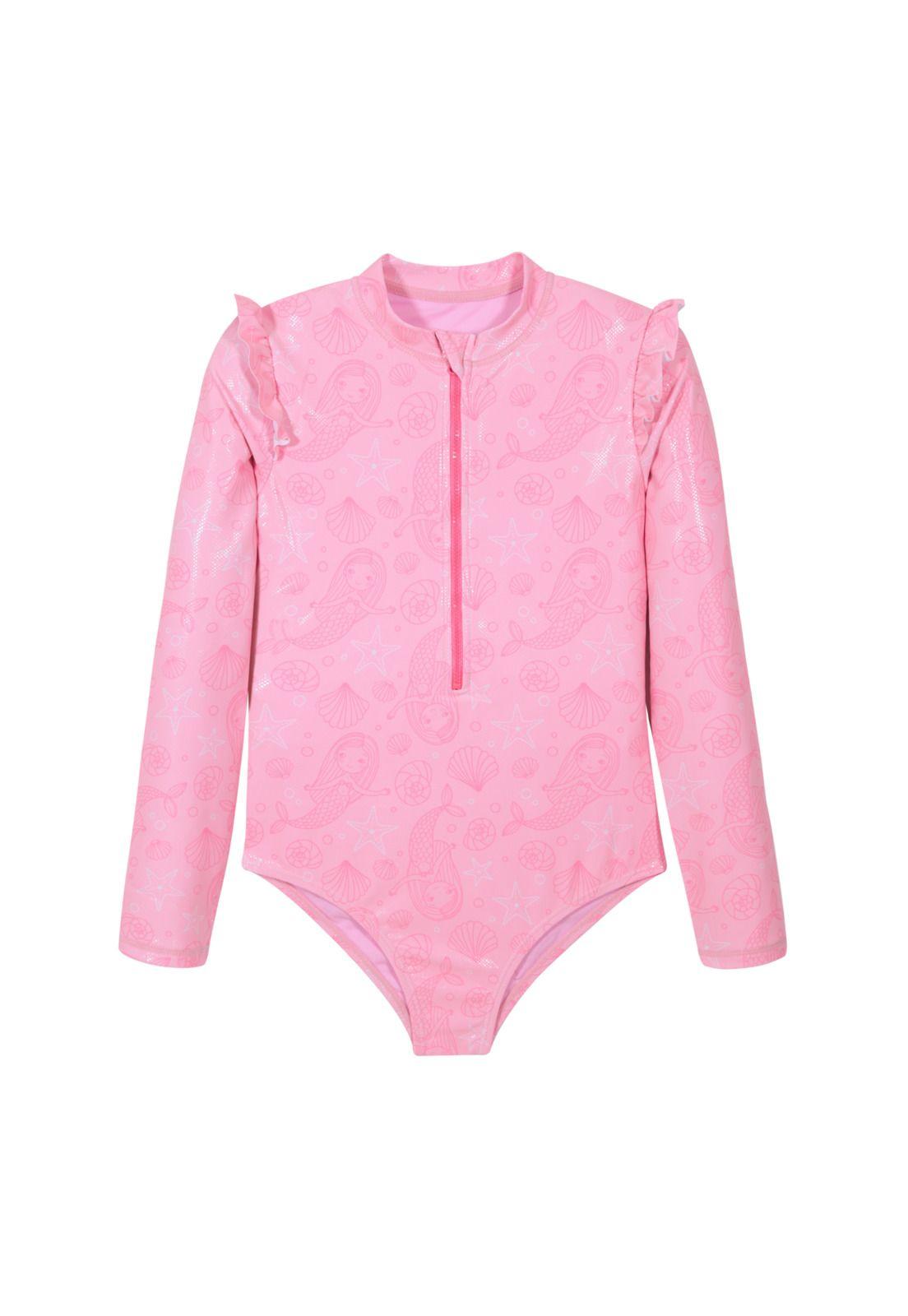 Traje de Baño Niña Manga Larga UV50 H2O Wear Rosado-1