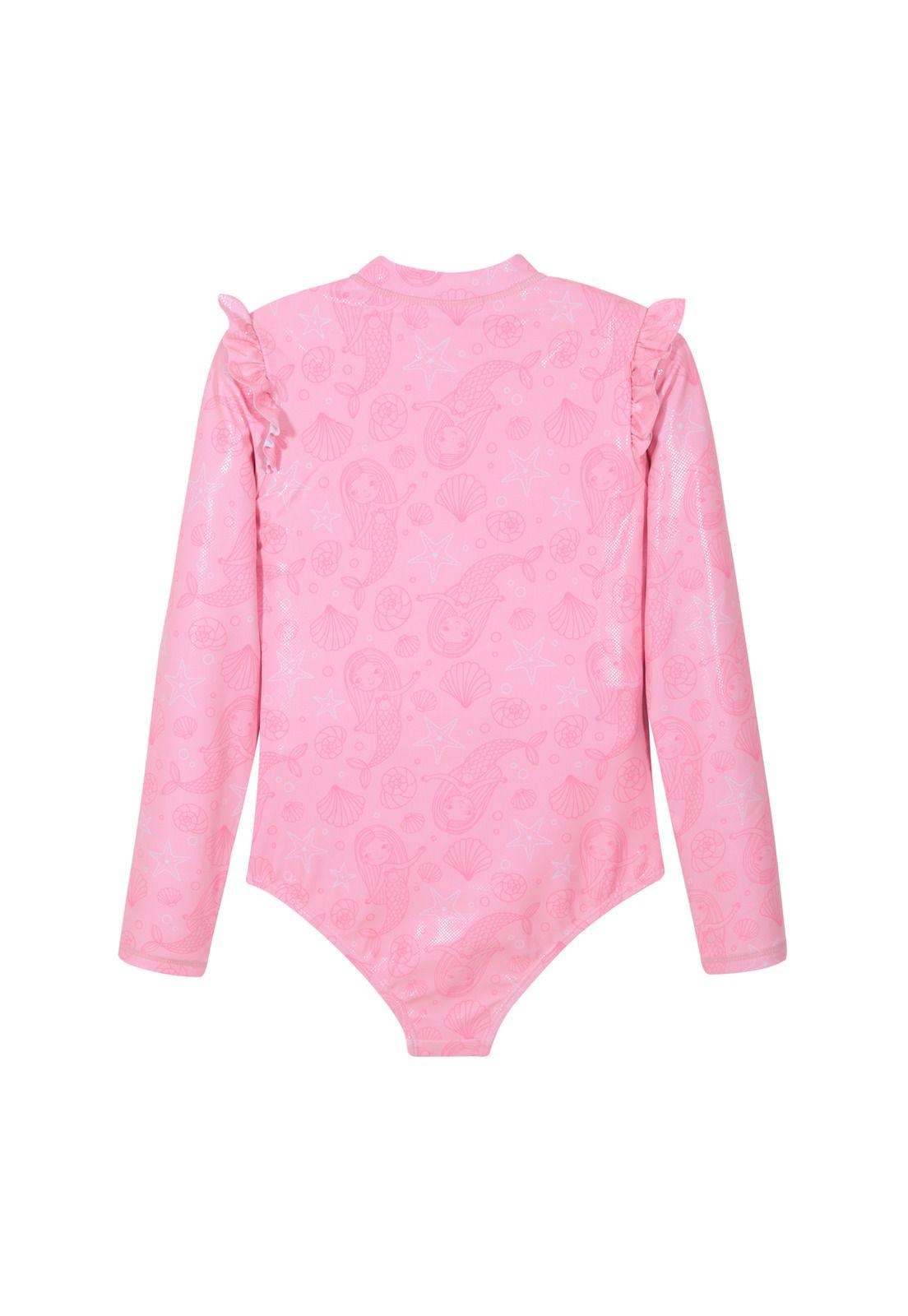 Traje de Baño Niña Manga Larga UV50 H2O Wear Rosado-2