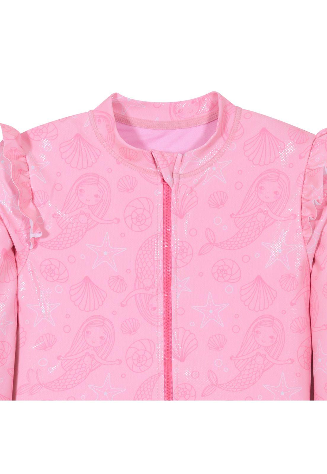 Traje de Baño Niña Manga Larga UV50 H2O Wear Rosado-3