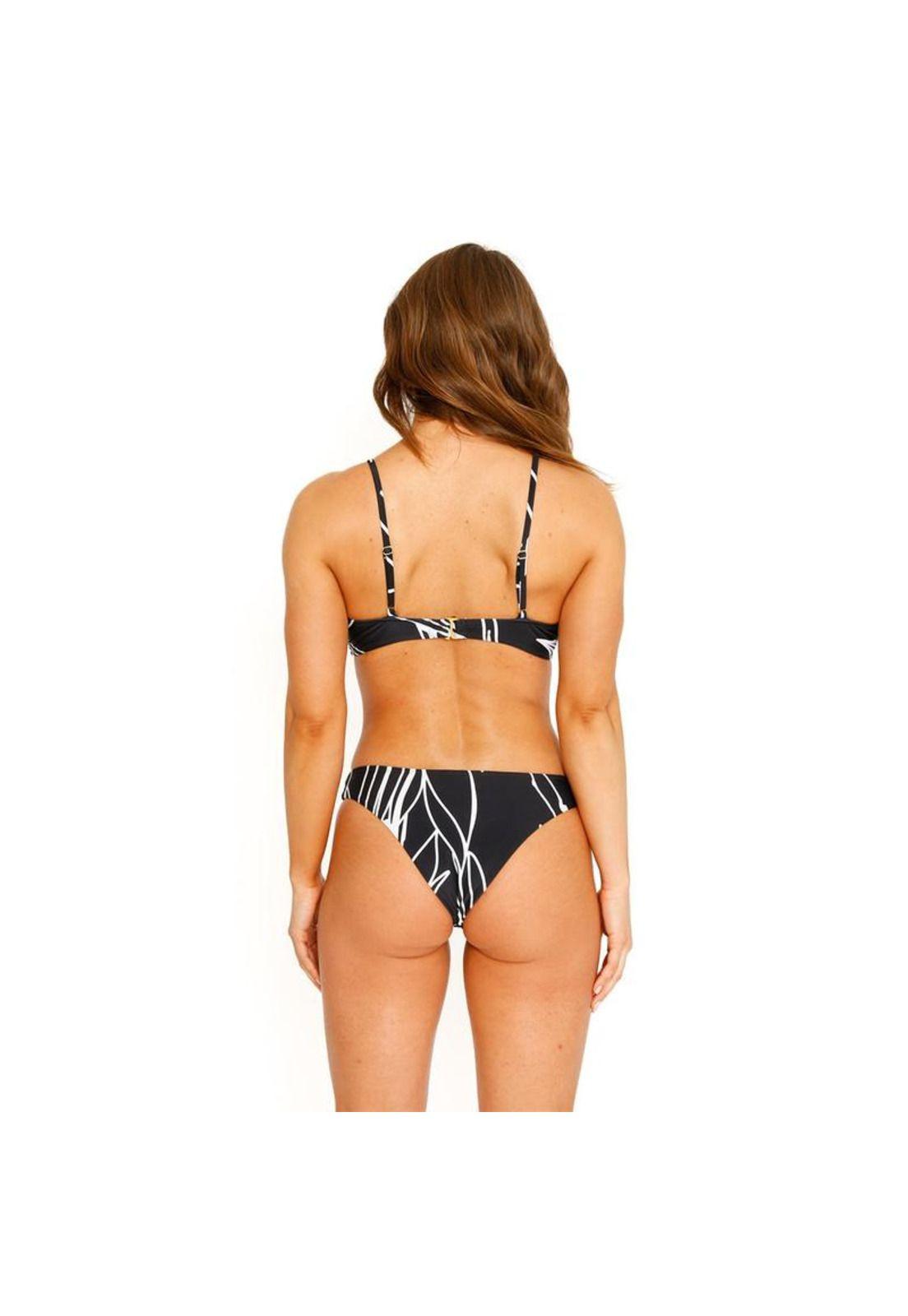 Traje de Baño Bikini Estampado para Mujer Negro-5