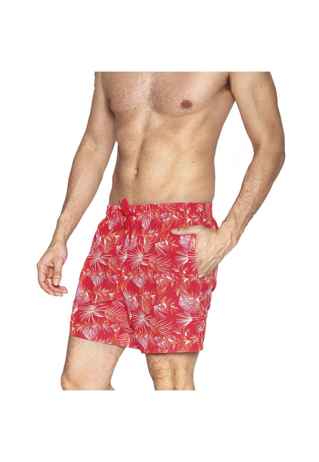 Traje de Baño Short Hombre Tela c Elasticidad H2O Wear Rojo-1