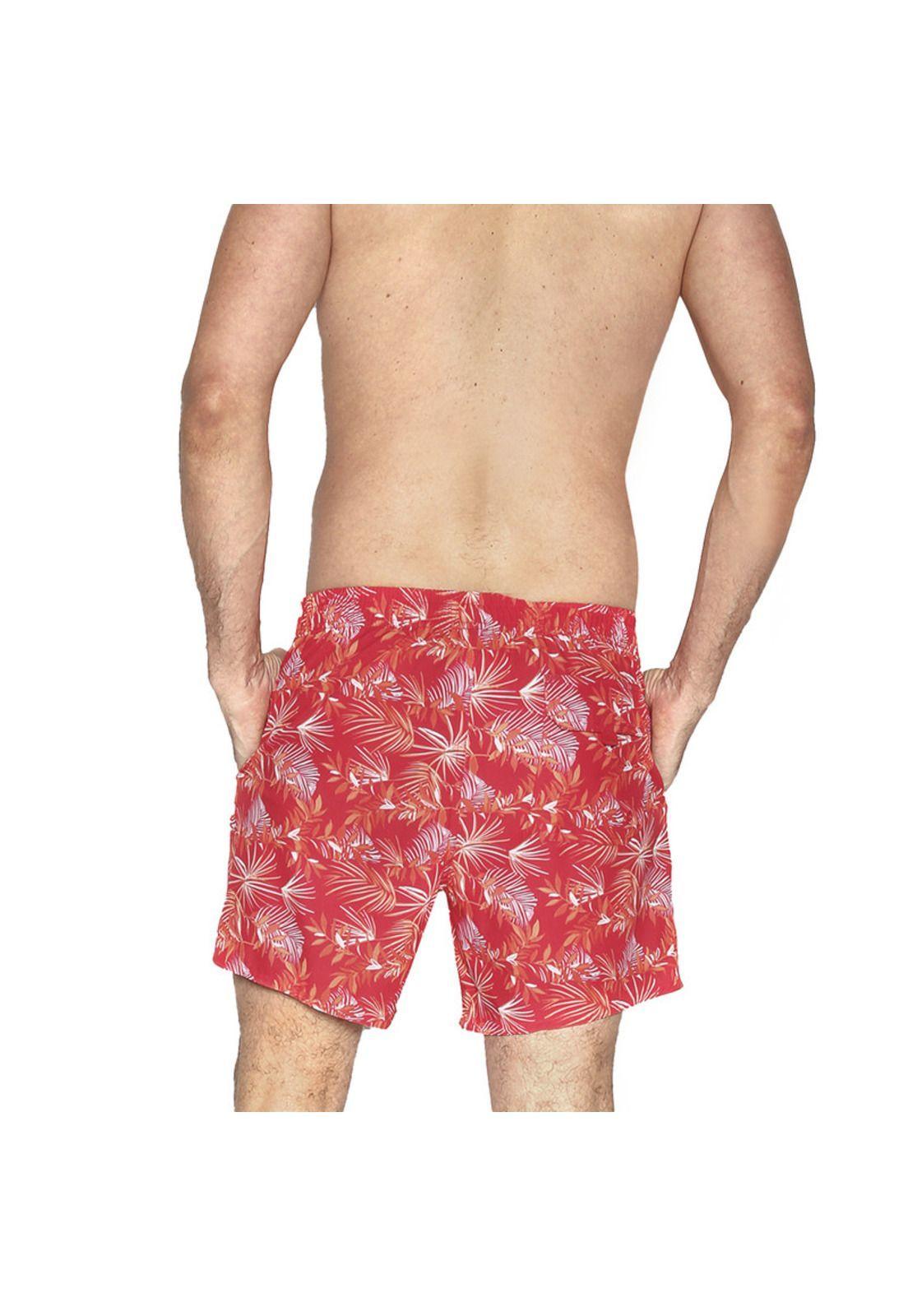 Traje de Baño Short Hombre Tela c Elasticidad H2O Wear Rojo-2