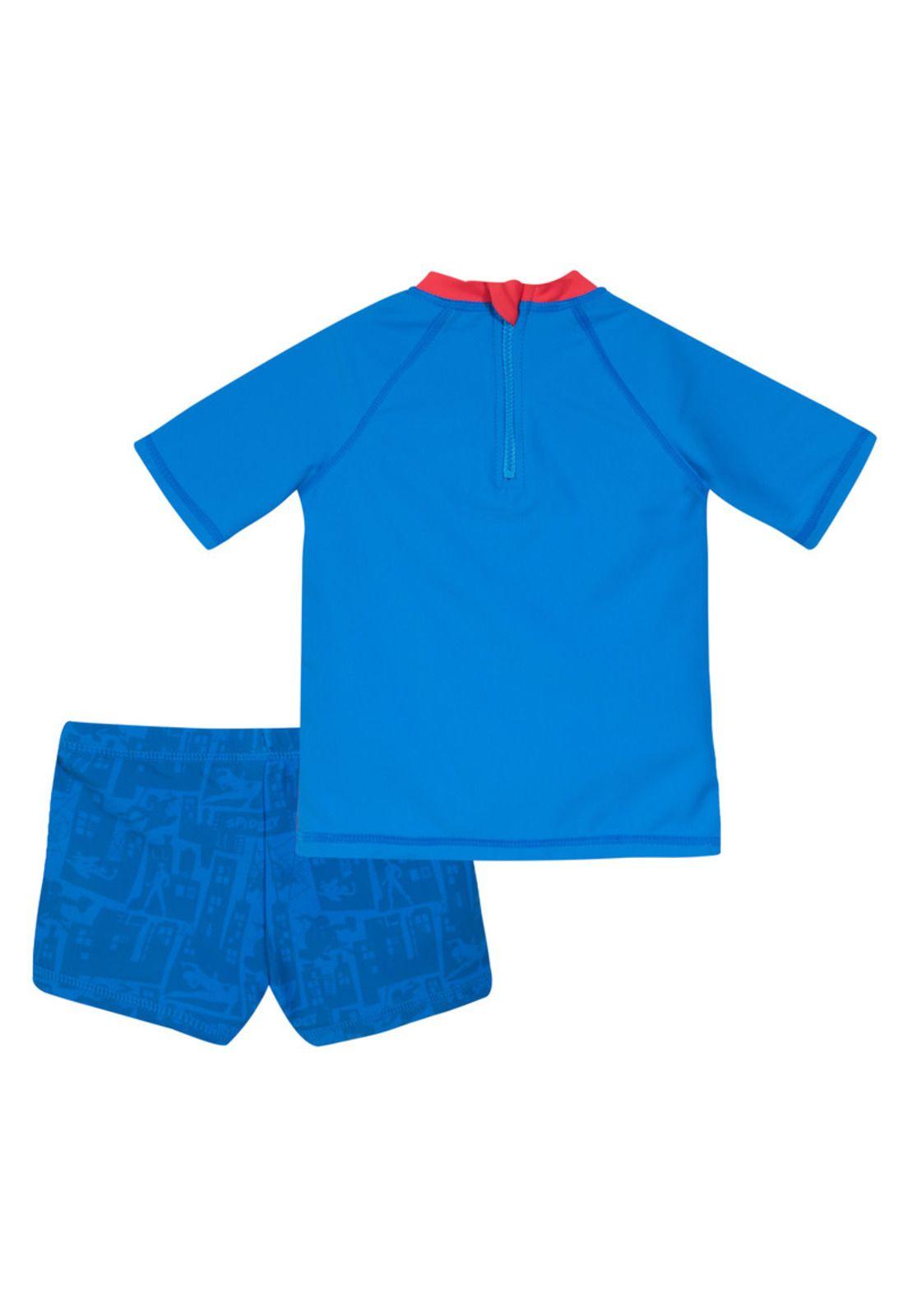Traje de Baño Bebe Niño Set UV 50 Disney Spiderman Azul-1
