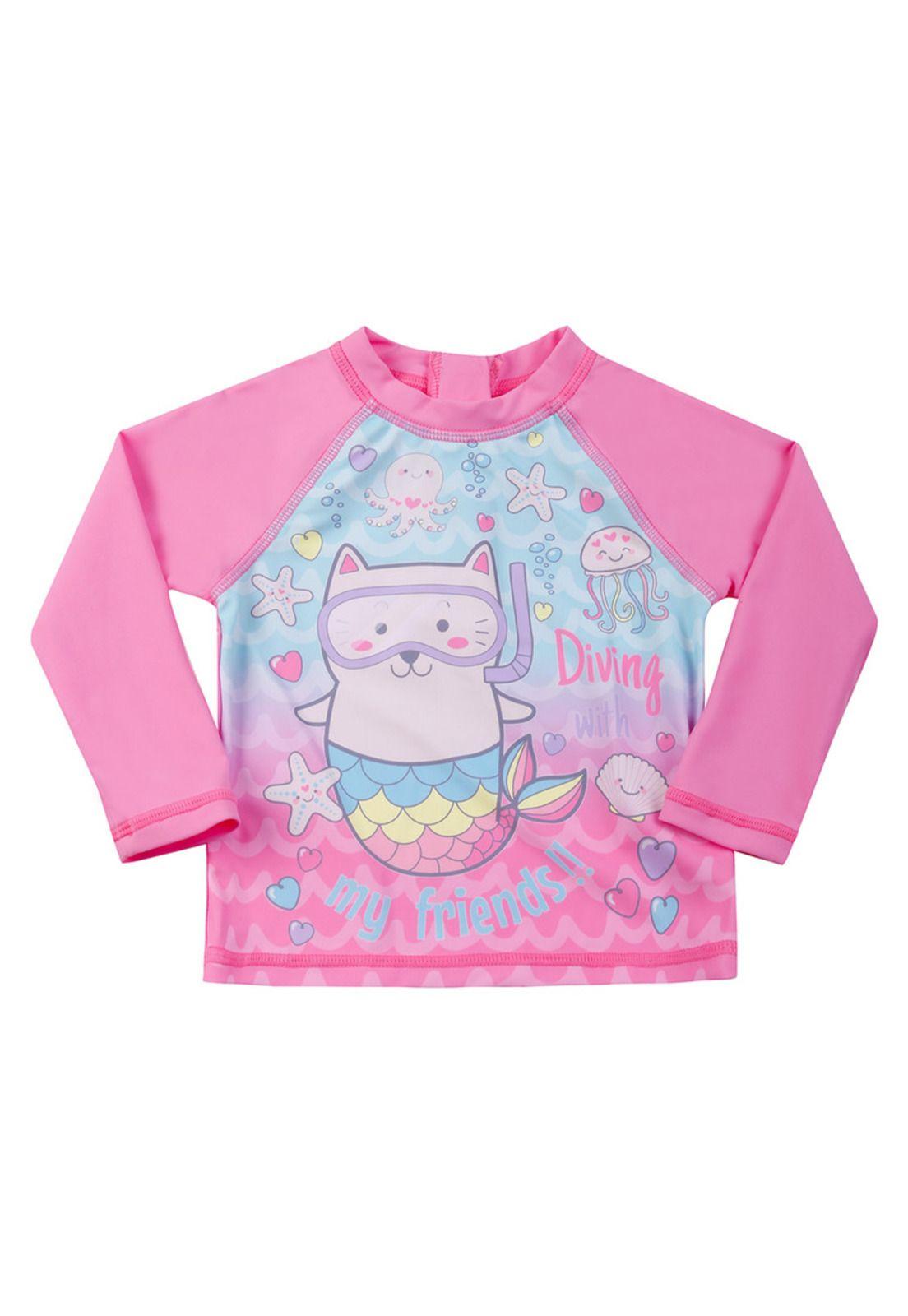 Polera Bebe Niña UV 50 Manga Larga H2O Wear Rosado-0