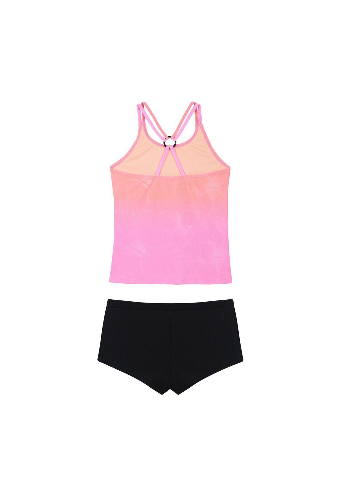 Traje de Baño Niña Teens Tankini UV50 Hot Pant H2O Wear Rosa-2