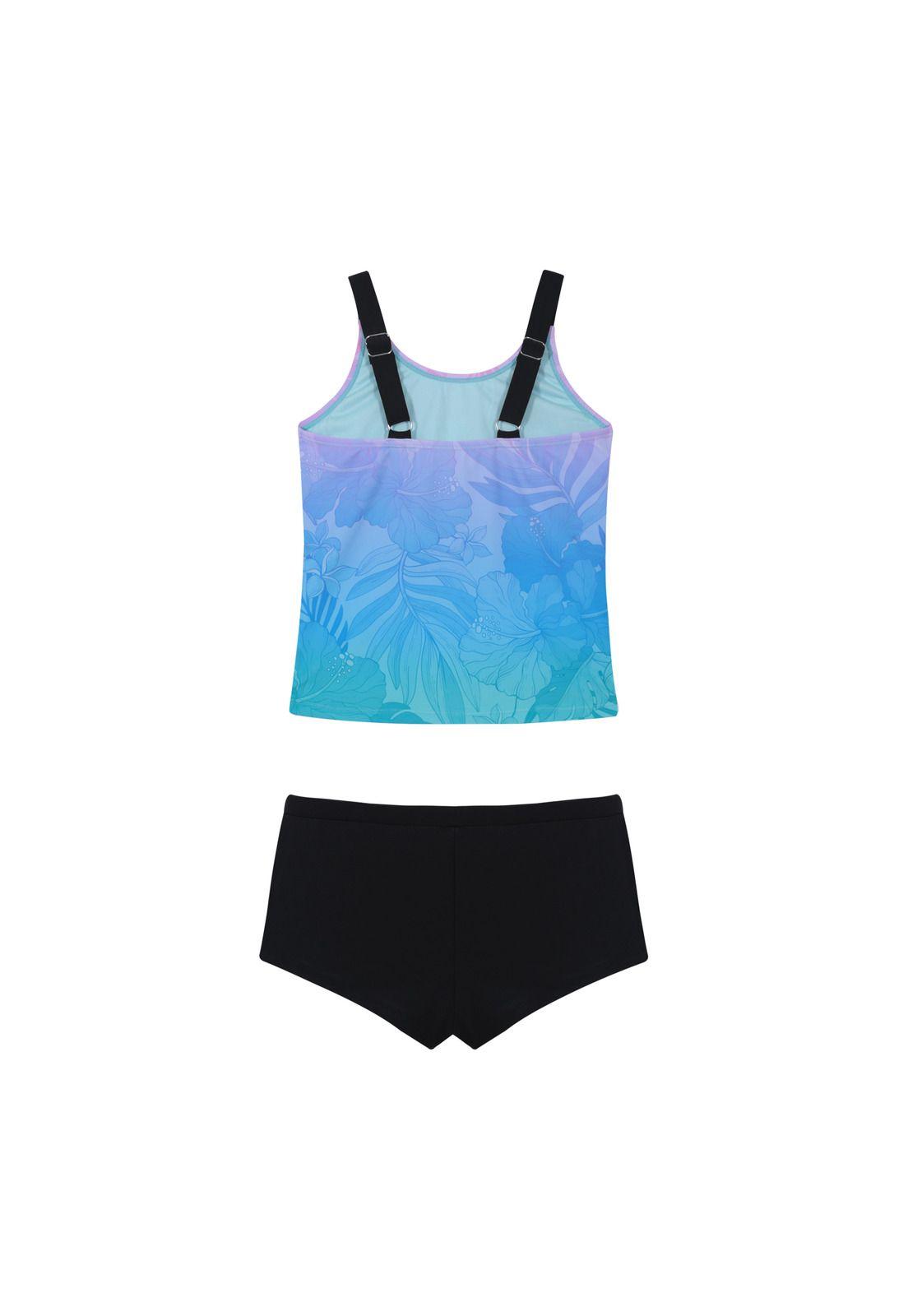 Traje de Baño Niña Teens Tankini UV50  Hot Pant H2O Wear Negro-2