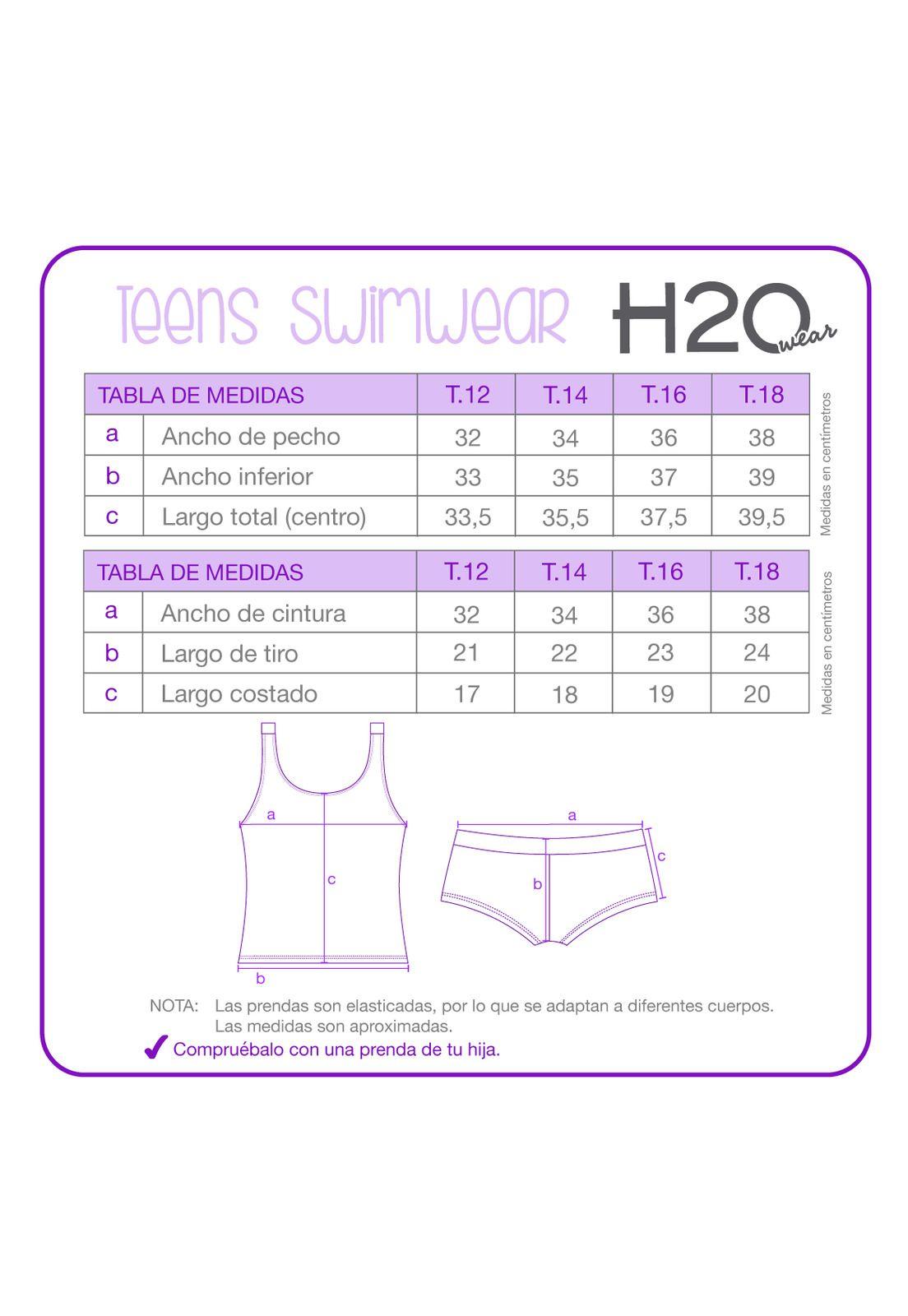 Traje de Baño Niña Teens Tankini UV50  Hot Pant H2O Wear Negro-3
