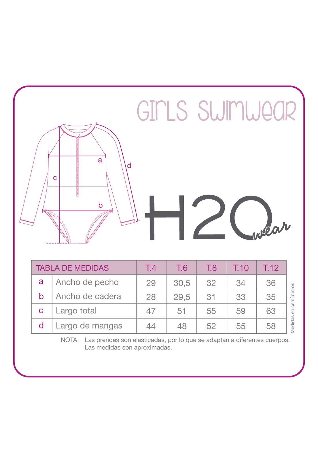 Traje de Baño Niña M/Larga UV50 H2O Wear Rosado-3