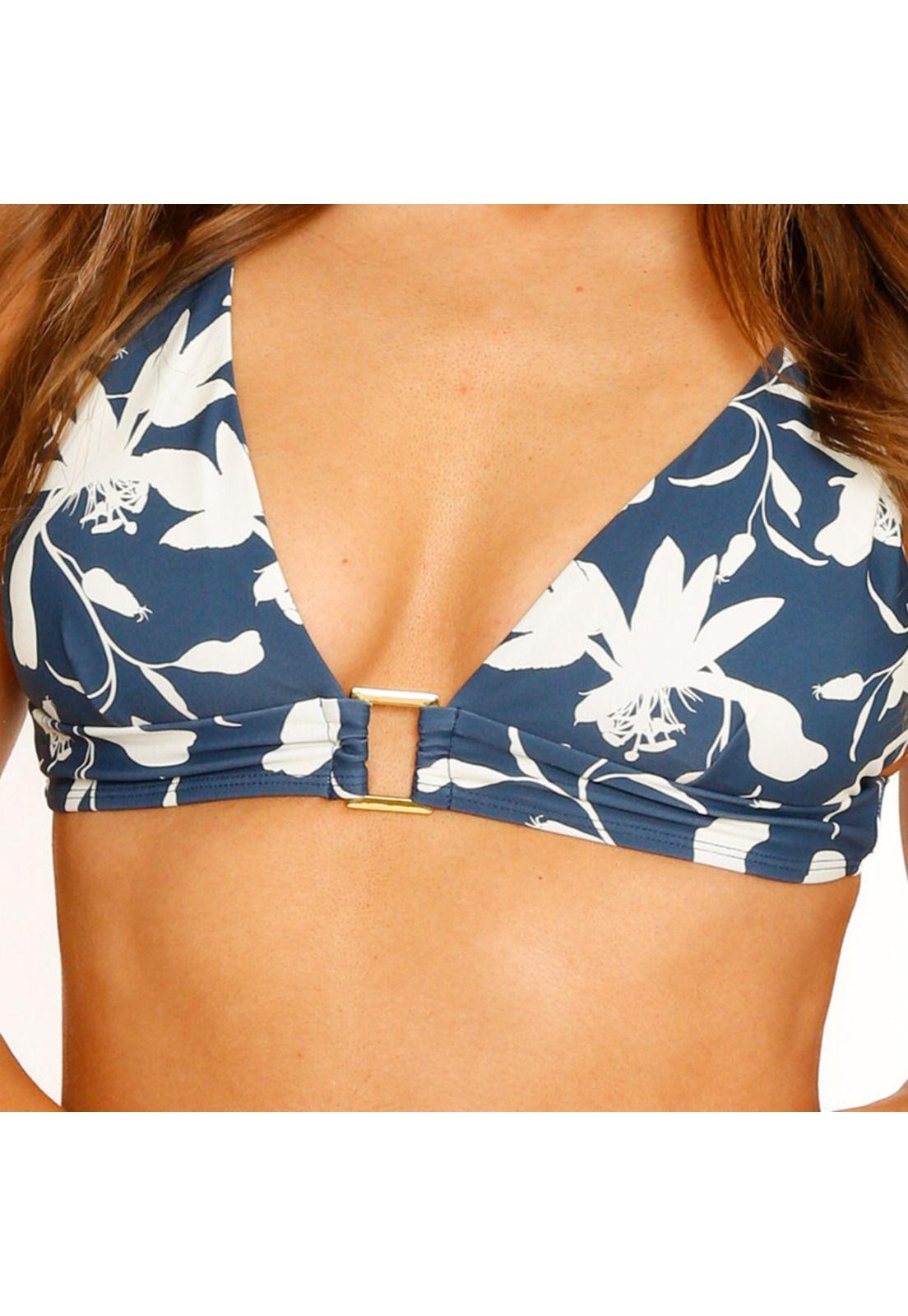 Traje de Baño Bikini Top Halter Banda para Mujer Azul-4