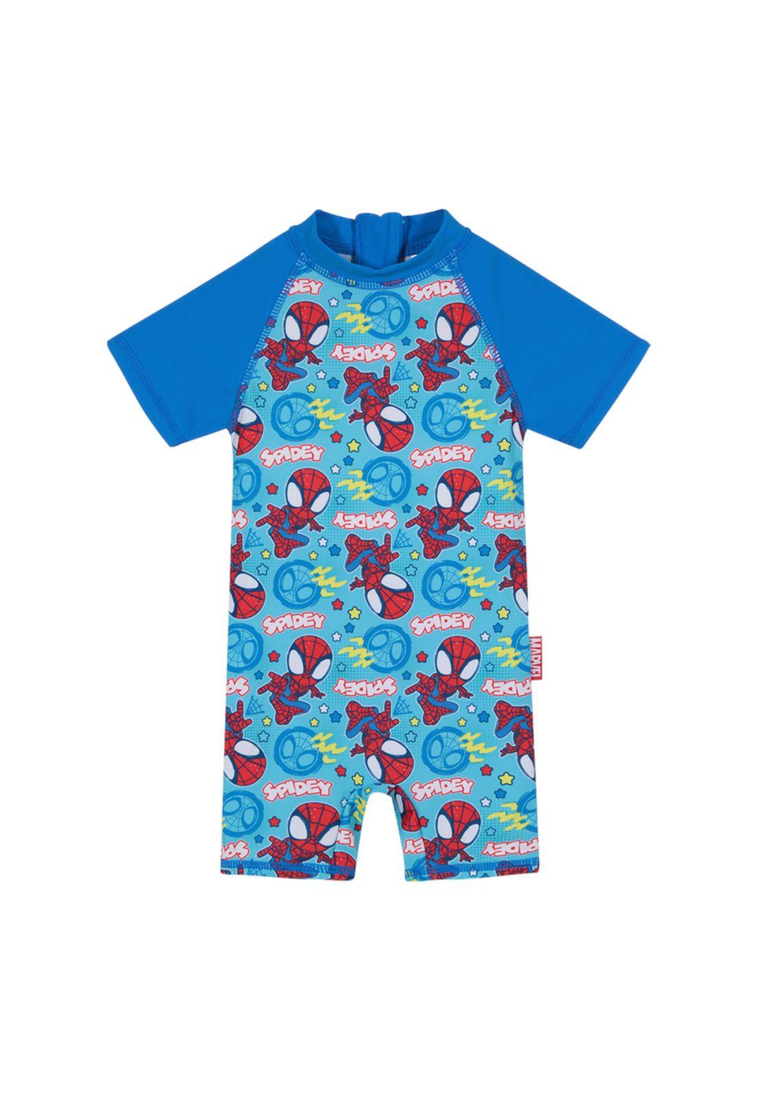 Traje de Baño Bebe Niño Body UV50+ Disney Spidey Azul M/Corta-0