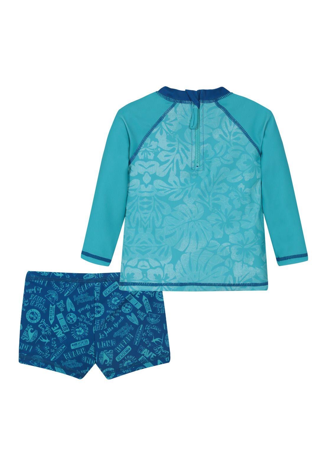 Traje de Baño Bebe Niño Set UV50 M/Larga Hot Pants H2O wear-2
