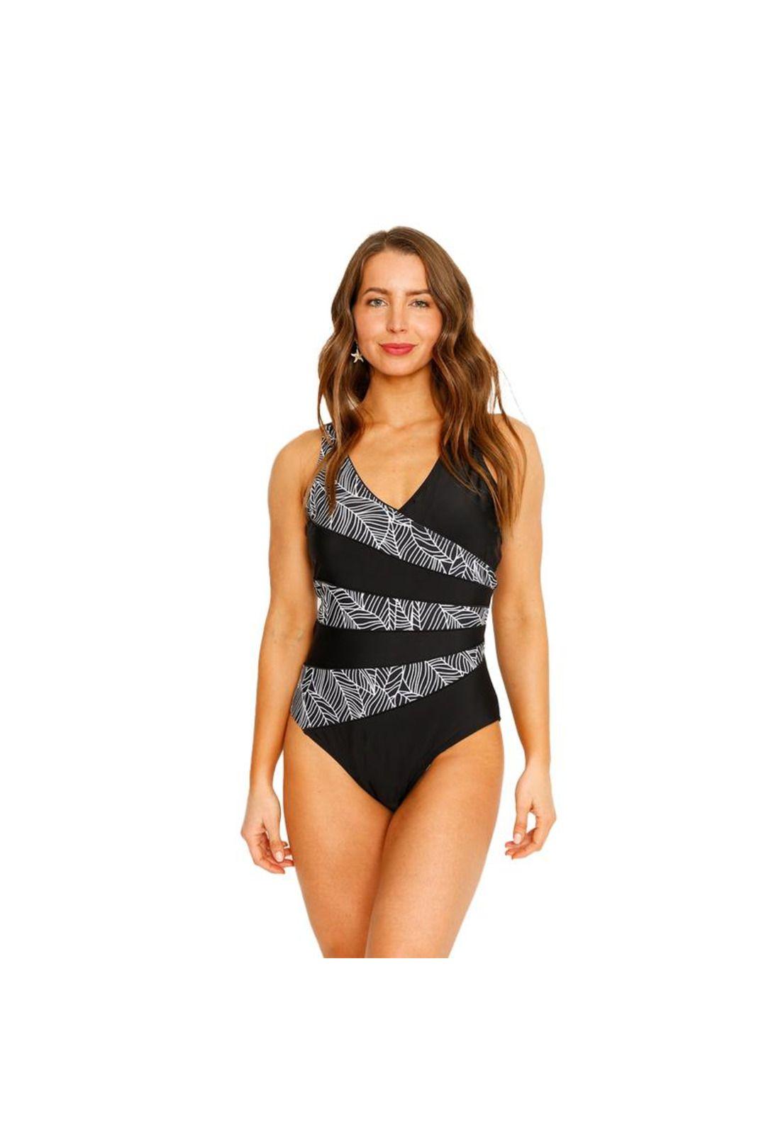 Traje de Baño Entero Control para Mujer Negro-0