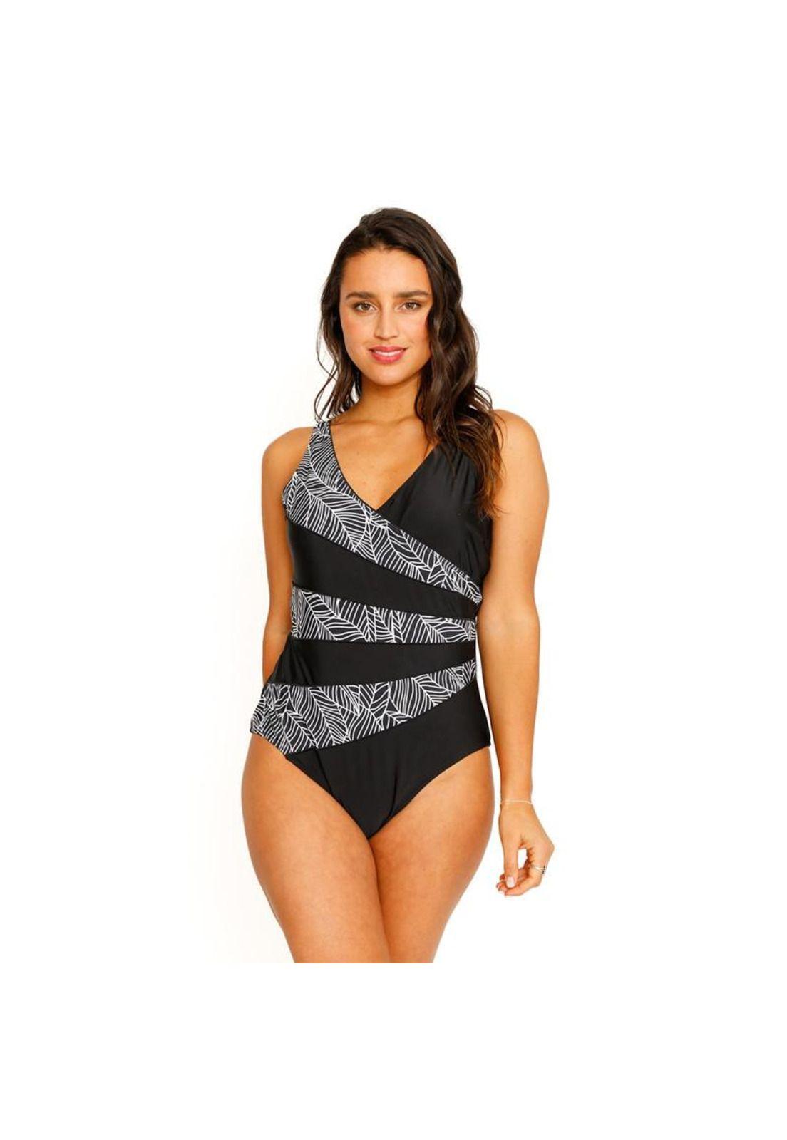 Traje de Baño Entero Control para Mujer Negro-1