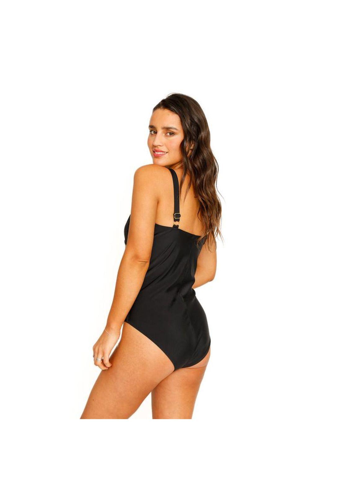Traje de Baño Entero Control para Mujer Negro-2