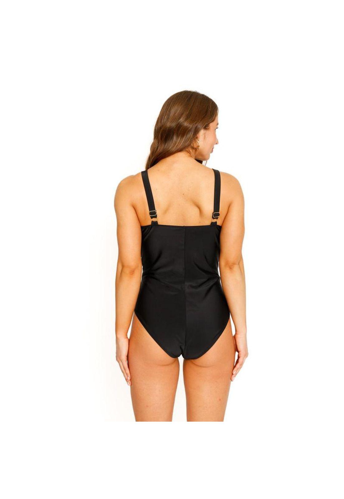 Traje de Baño Entero Control para Mujer Negro-5