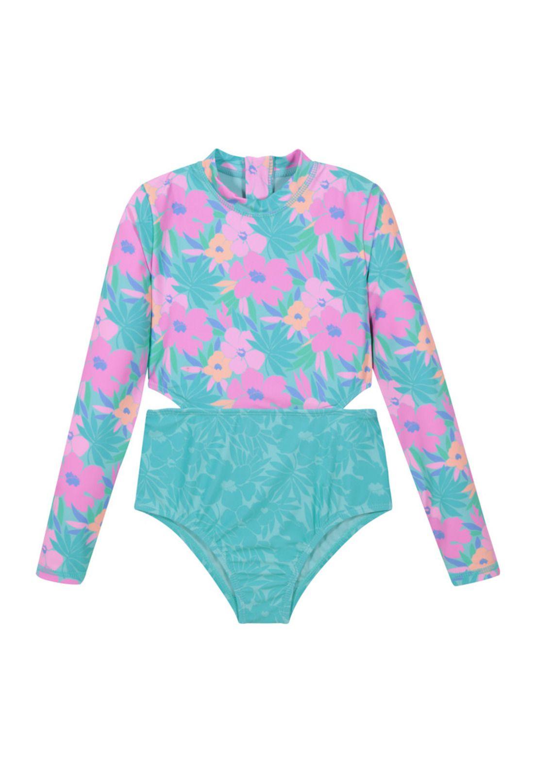 Traje de Baño Niña Cut Out UV30+ H2O Wear Turquesa-0