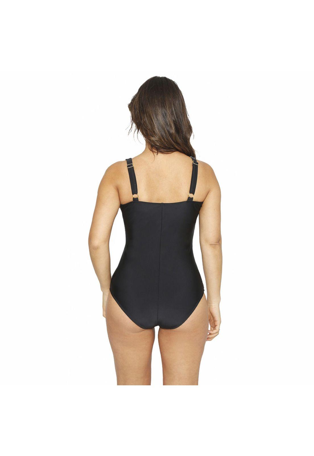 Traje de Baño Entero Mujer Control H2O Wear Negro Cortes-1
