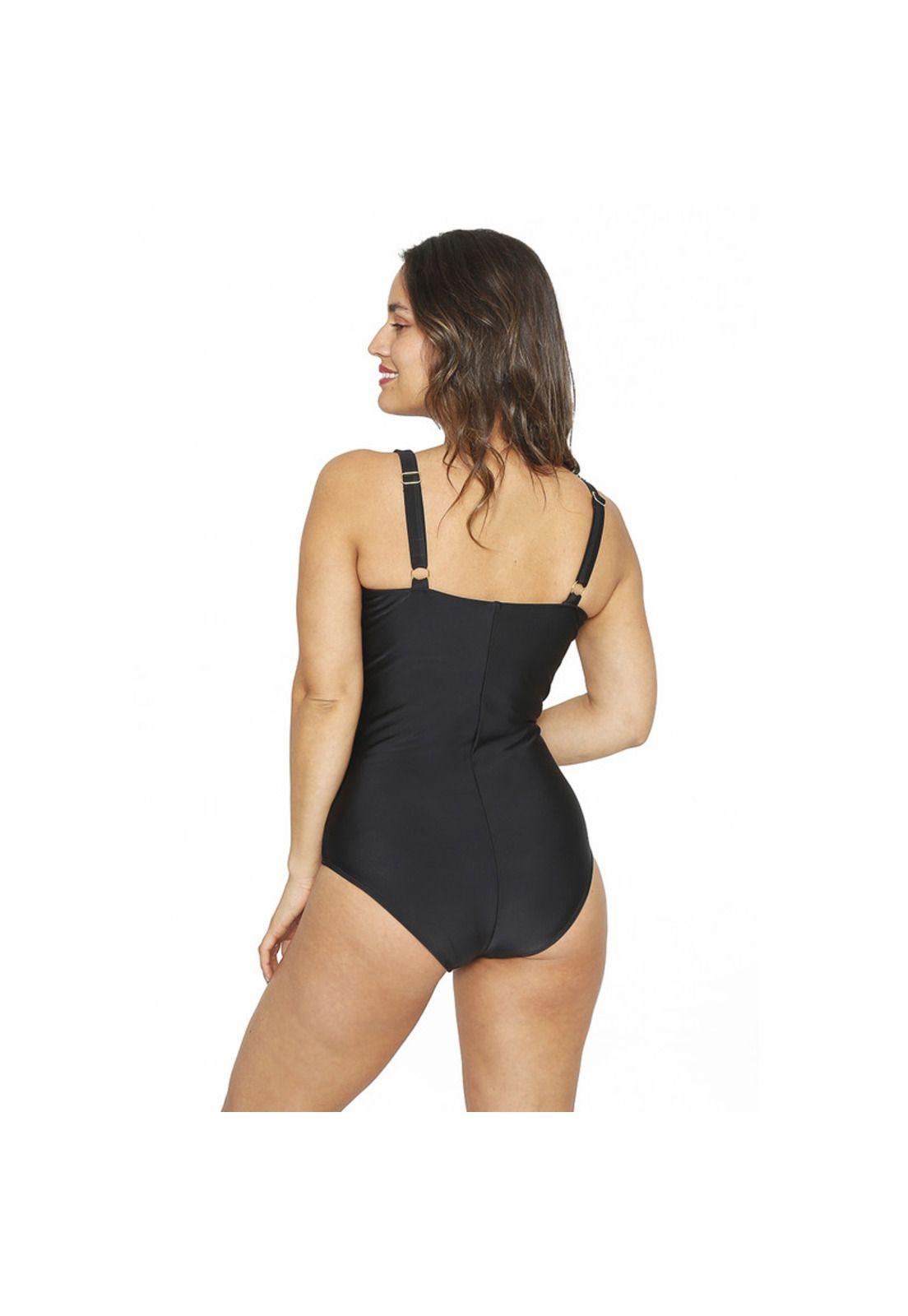 Traje de Baño Entero Mujer Control H2O Wear Negro Cortes-7