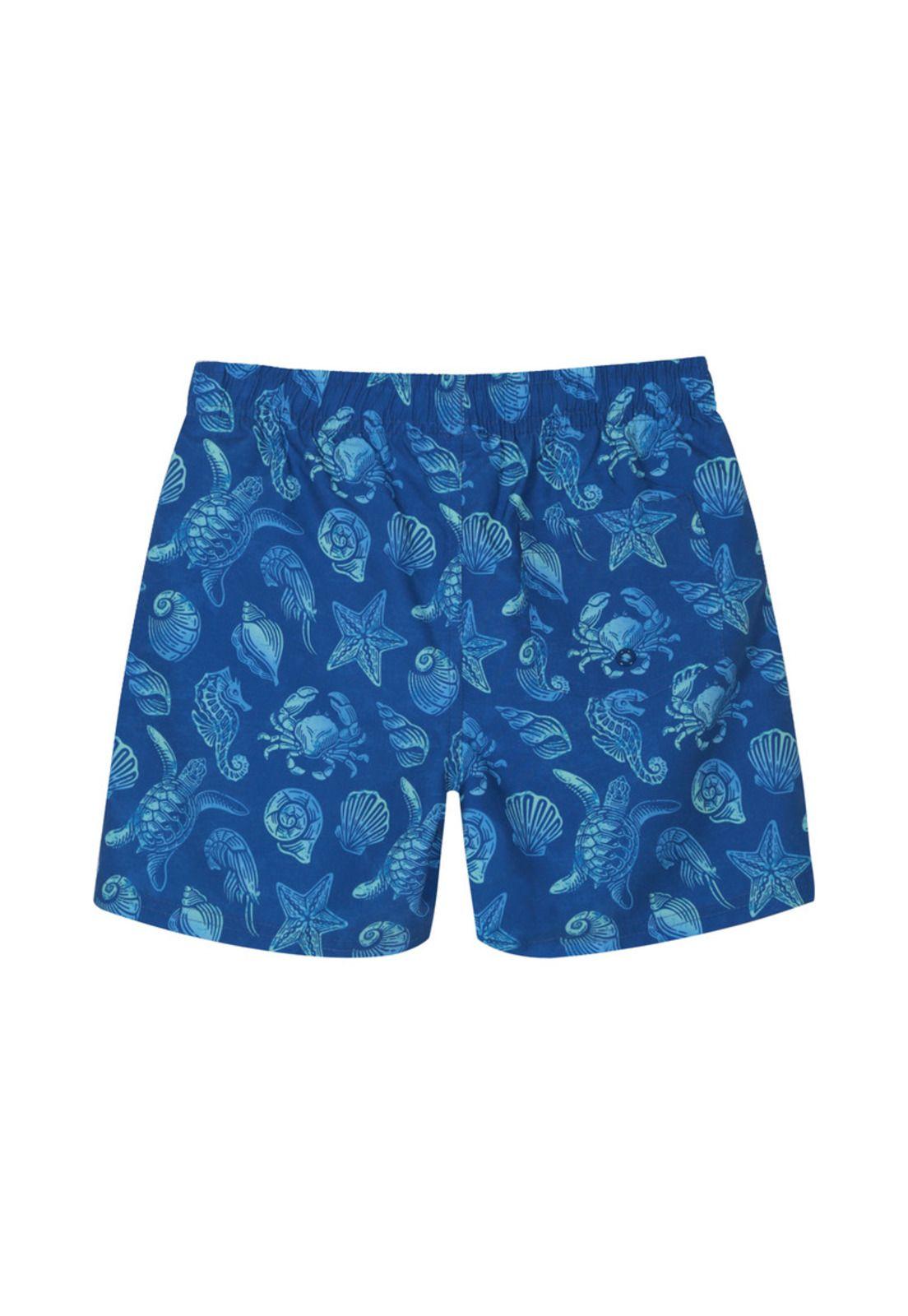 Traje de Baño Niño Short Estampado H2O Wear Azul Marino-2