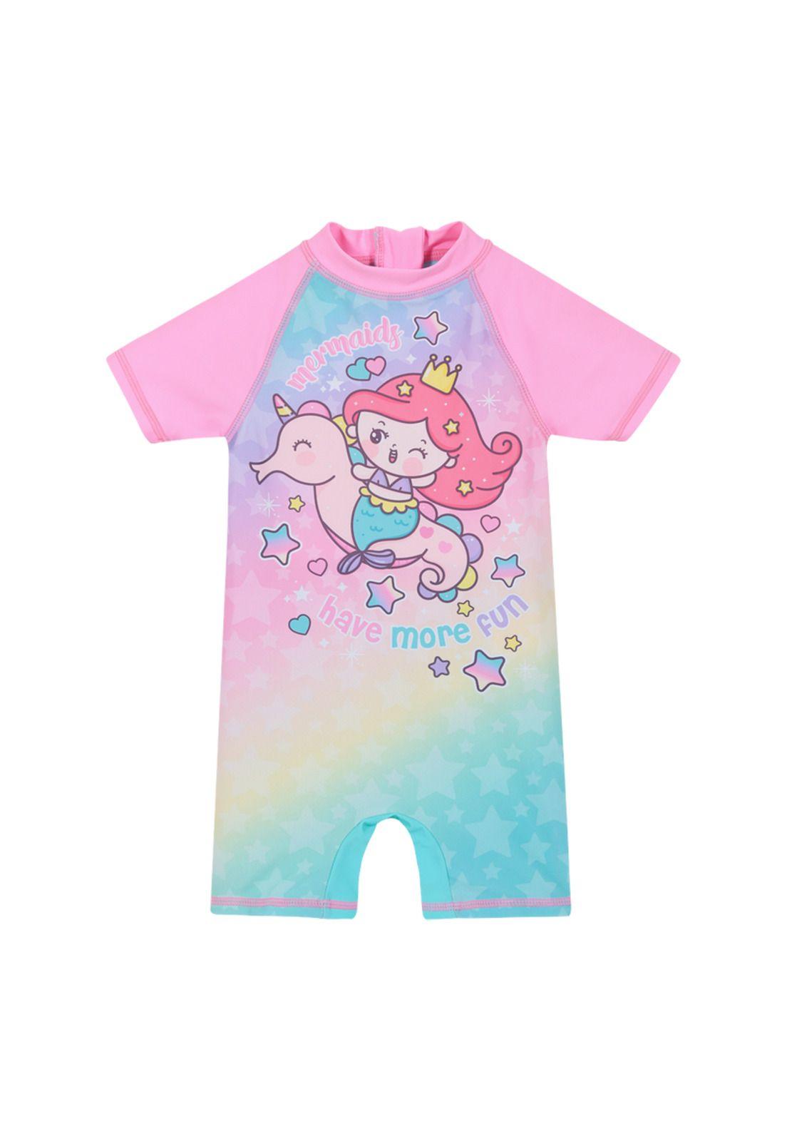 Traje de Baño Bebe Niña Body UV50+ Fucsia Sublimado-0