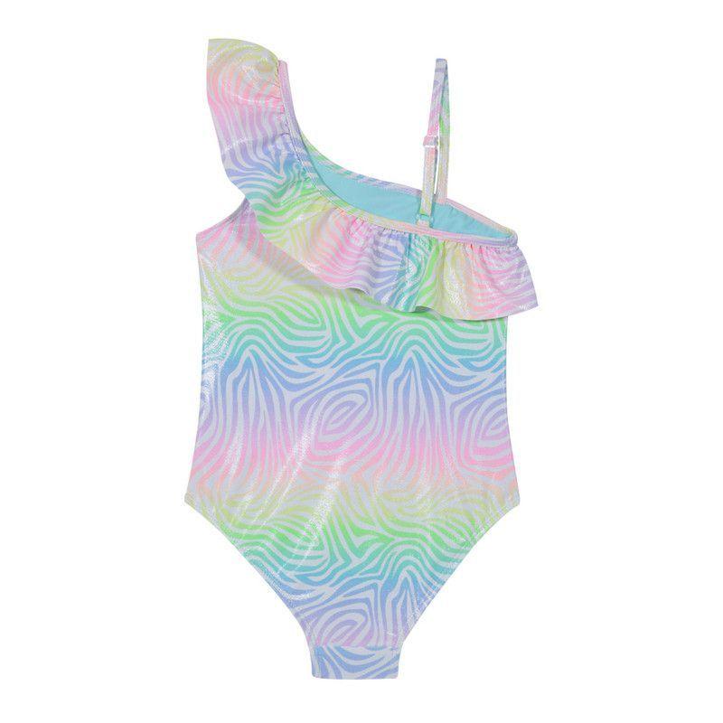 Traje de Baño Entero UV30+ Un Hombro para Niña Blanco-2