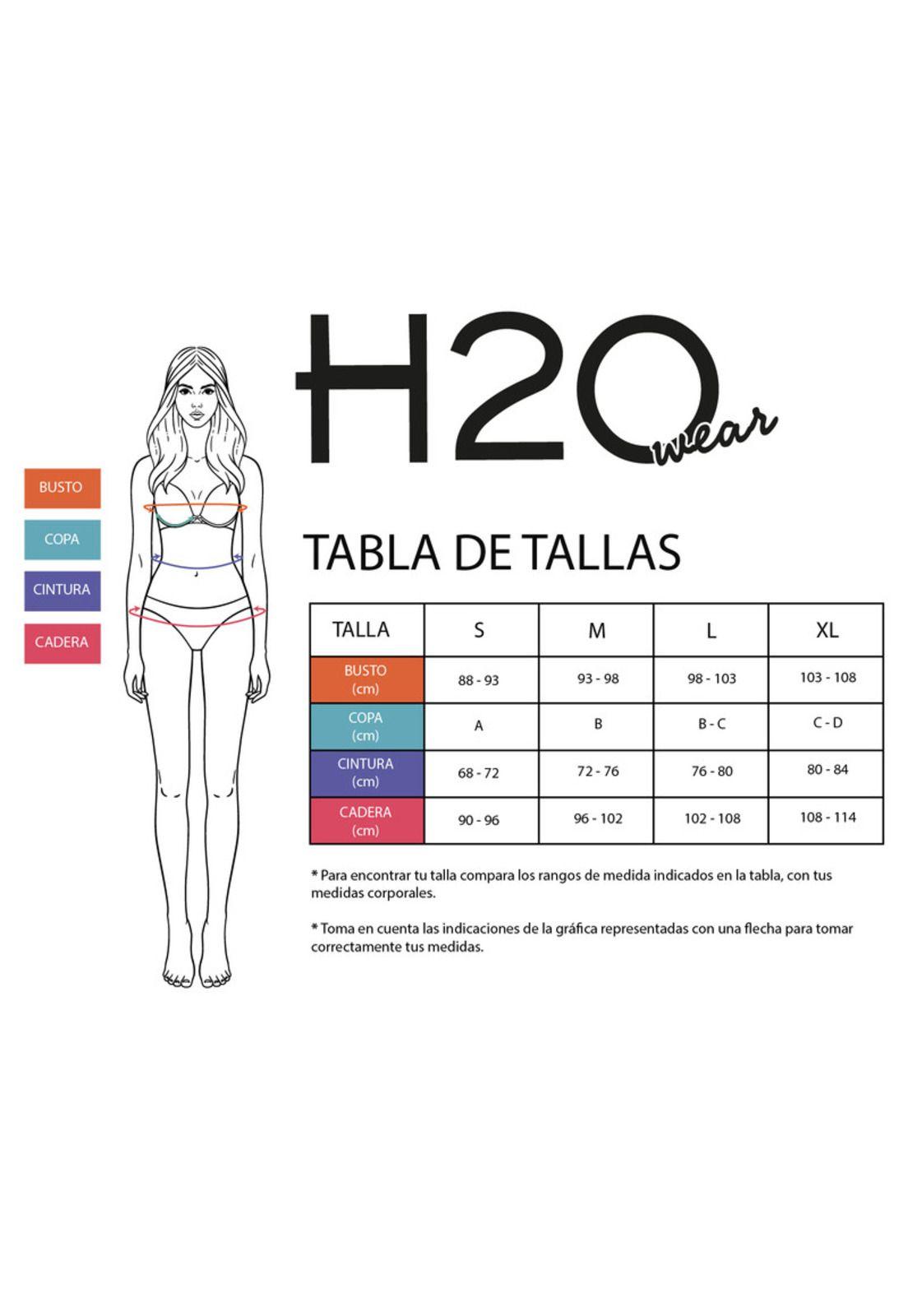 Traje de Baño Entero Mujer H2O Wear Copa Flores Negro Pizarra-3