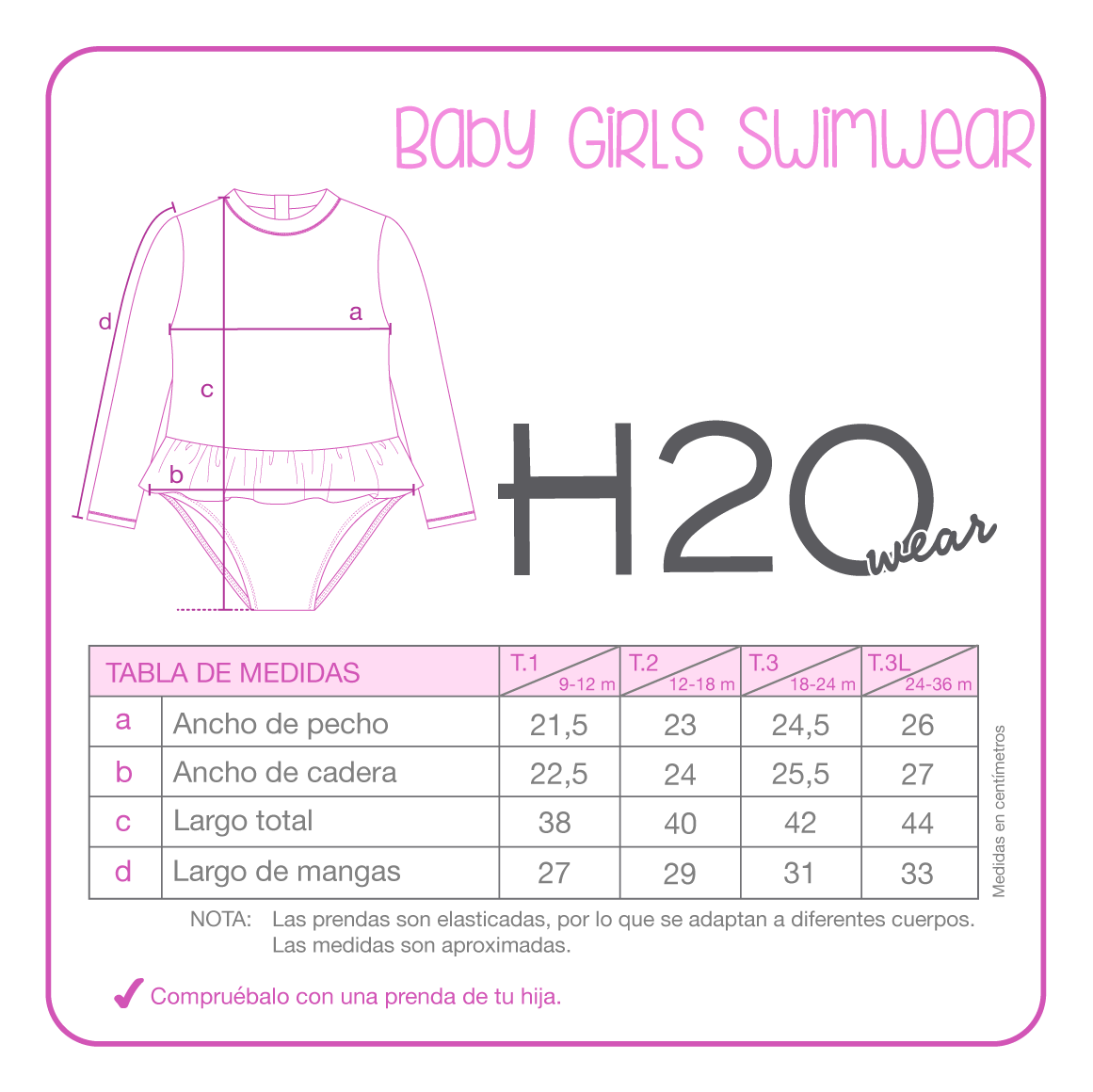 Traje de Baño Bebe Niña Entero UV50 M/Larga Sublimado H2O Wear-3