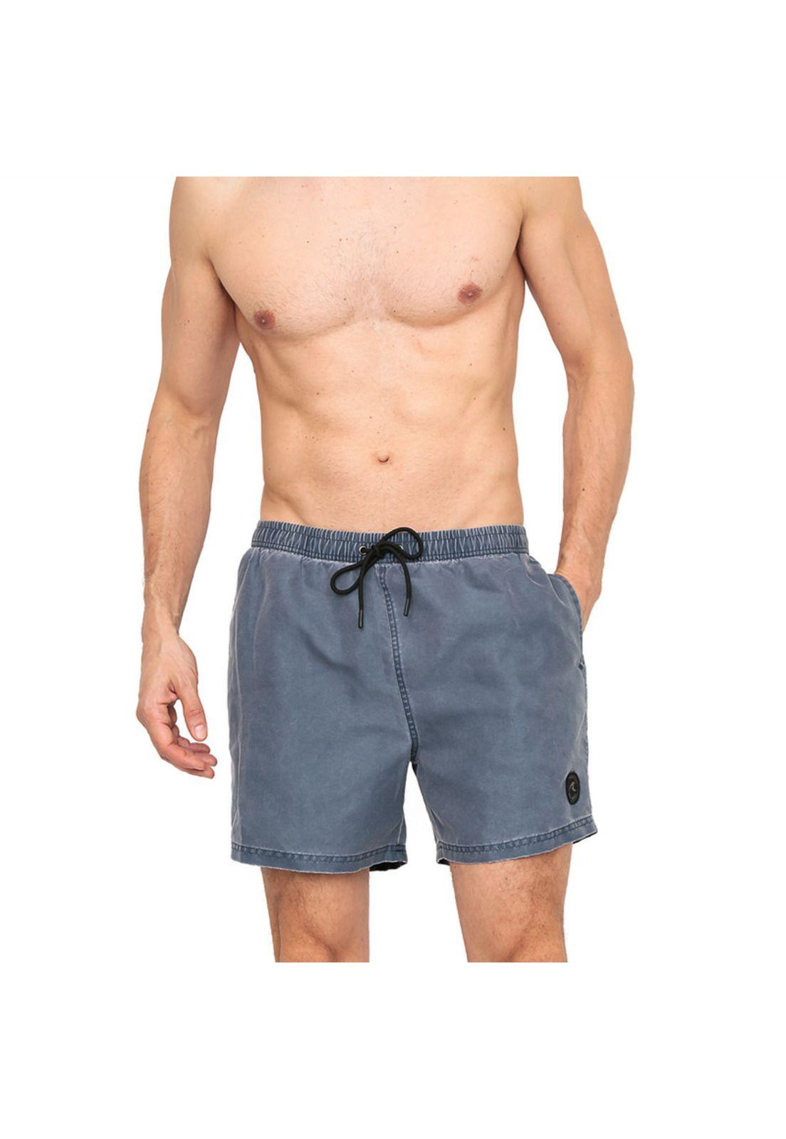 Traje de Baño Hombre Short  Liso Gastado H2O Wear Azul-0