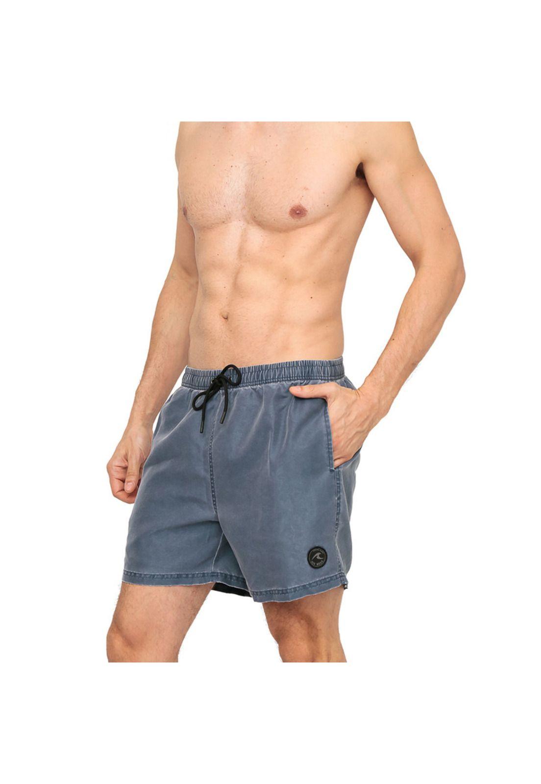 Traje de Baño Hombre Short  Liso Gastado H2O Wear Azul-3