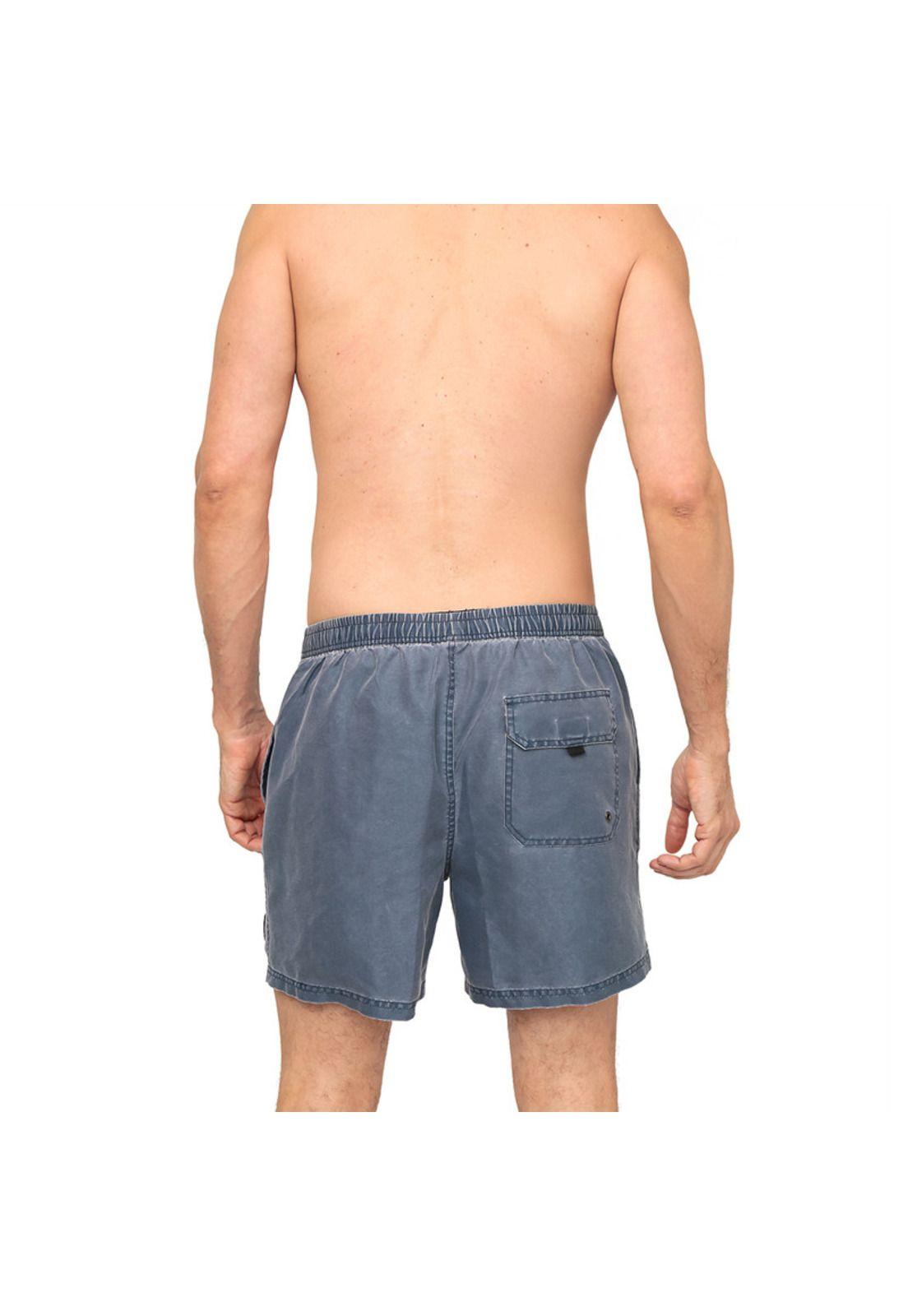 Traje de Baño Hombre Short  Liso Gastado H2O Wear Azul-4
