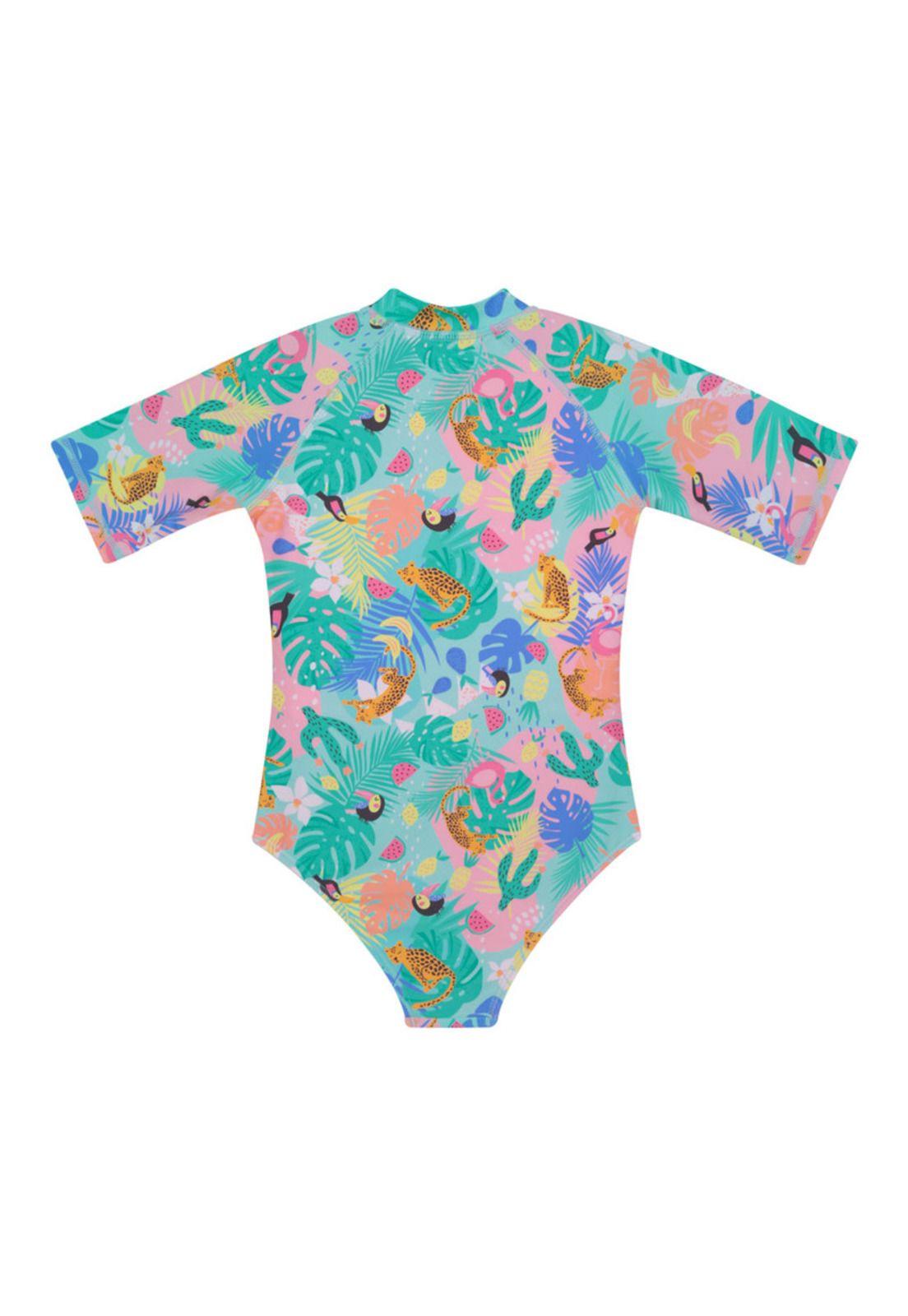 Traje de Baño Niña Entero UV30+ H2O Wear Folia Coral M/Corta-1