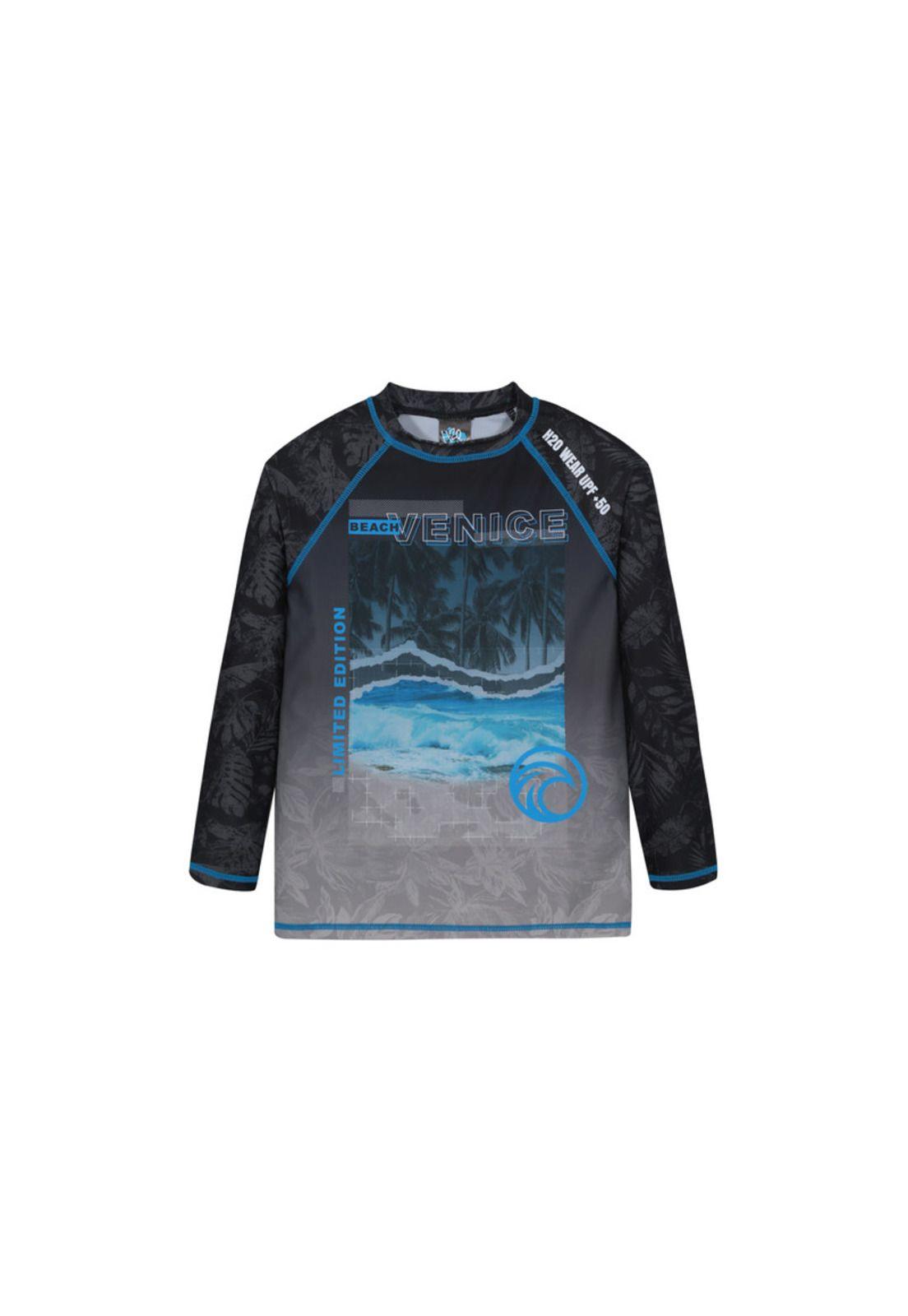Traje de Baño Niño Polera UV50 M/Larga  H2O Wear Negro-0