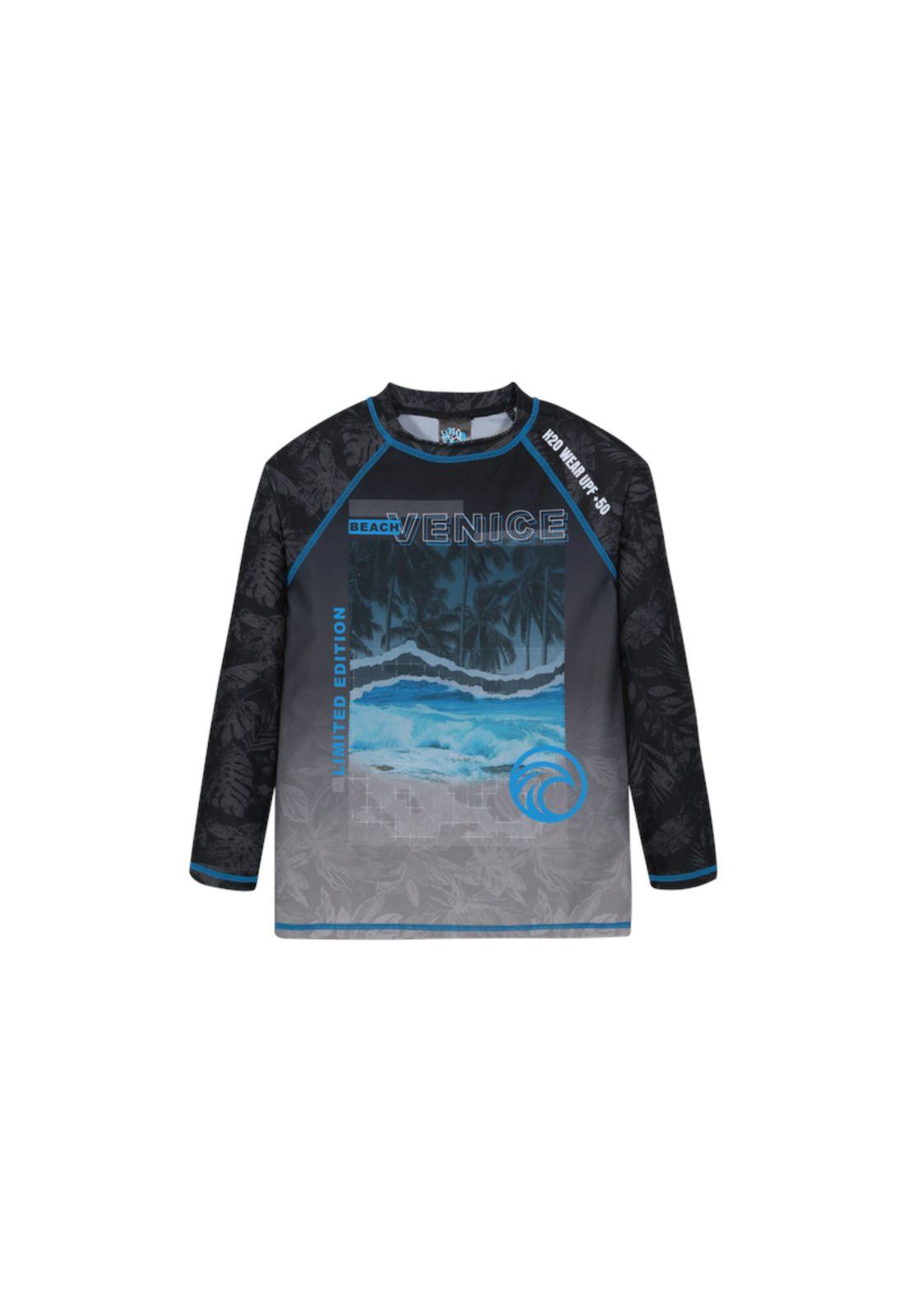 Traje de Baño Niño Polera UV50 M/Larga  H2O Wear Negro-1