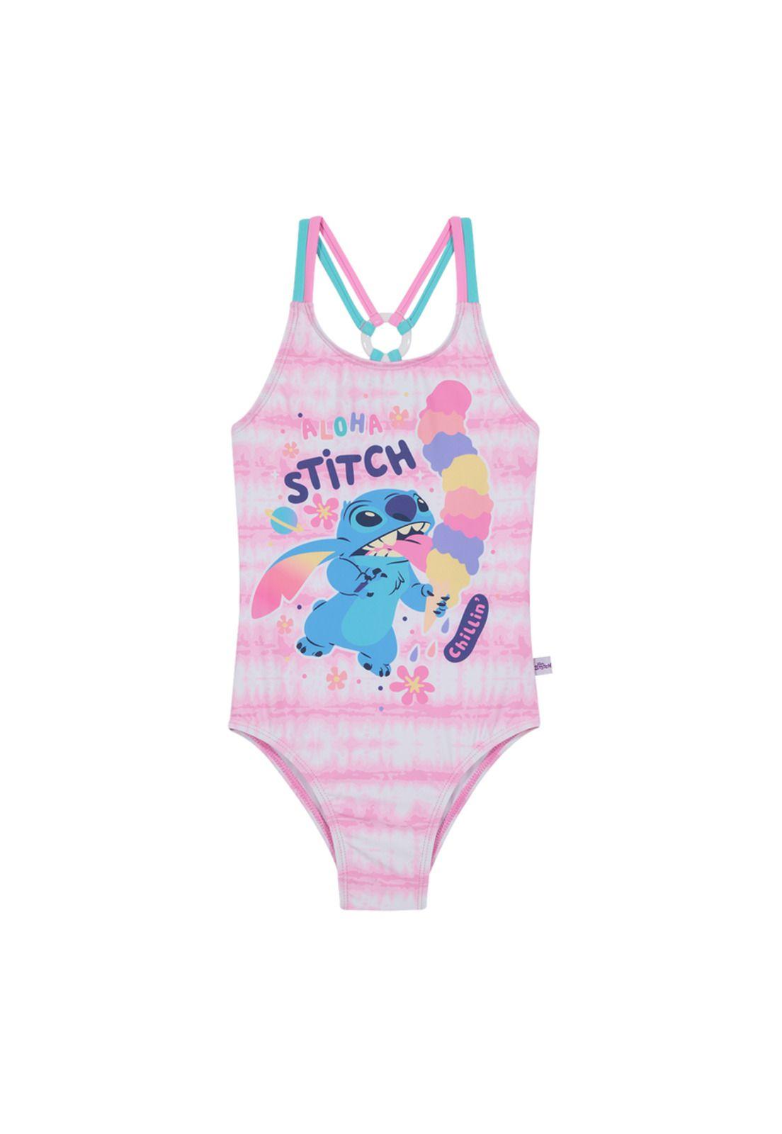 Traje de Baño Niña Entero Disney Stitch Rosado-1