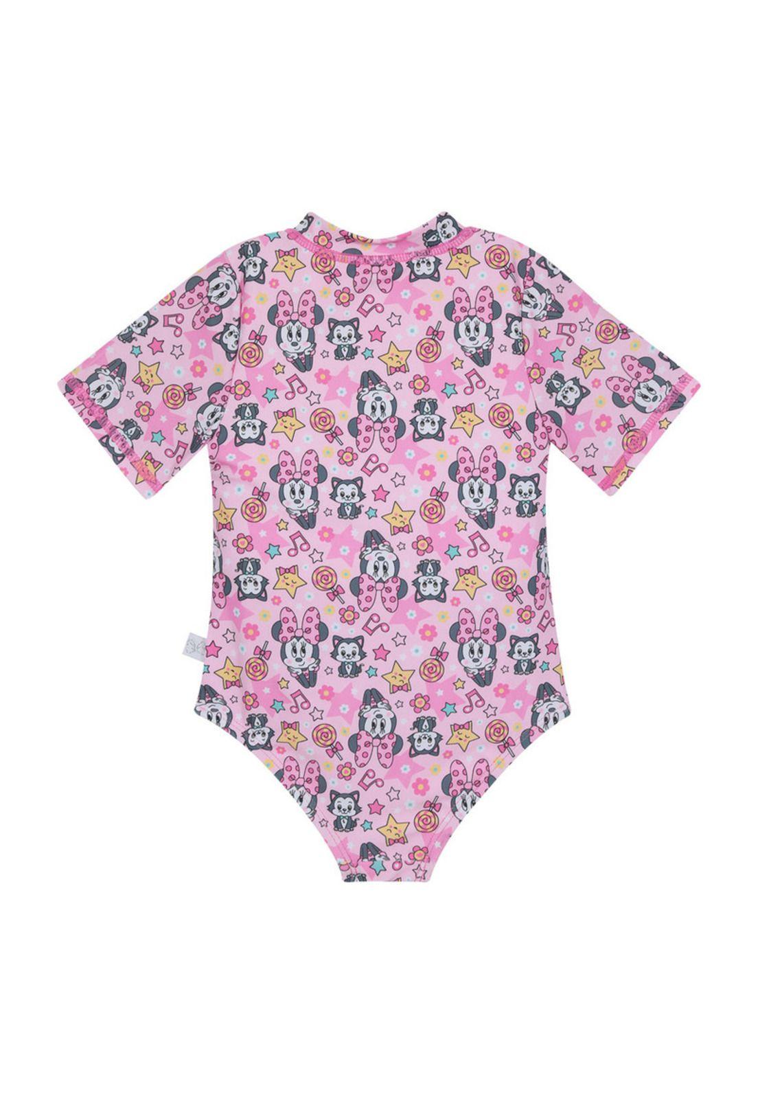 Traje de Baño Entero M/Corta UV50+ para Bebe Niña Rosado-1
