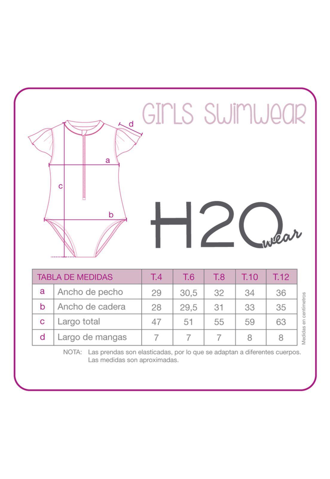 Traje de Baño Niña Manga Corta UV30+ H2O Wear Coral-3