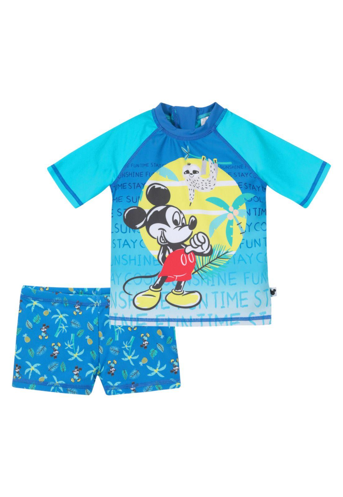 Traje de Baño Set UV50+ para Bebe Niño Disney Turquesa-0