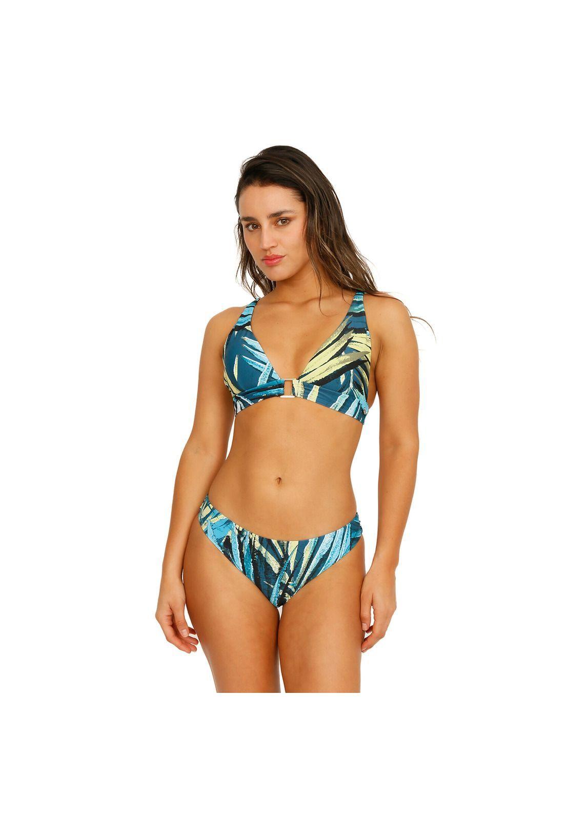 Traje de Baño Mujer Bikini Laura H2O Wear Hojas Azul-2