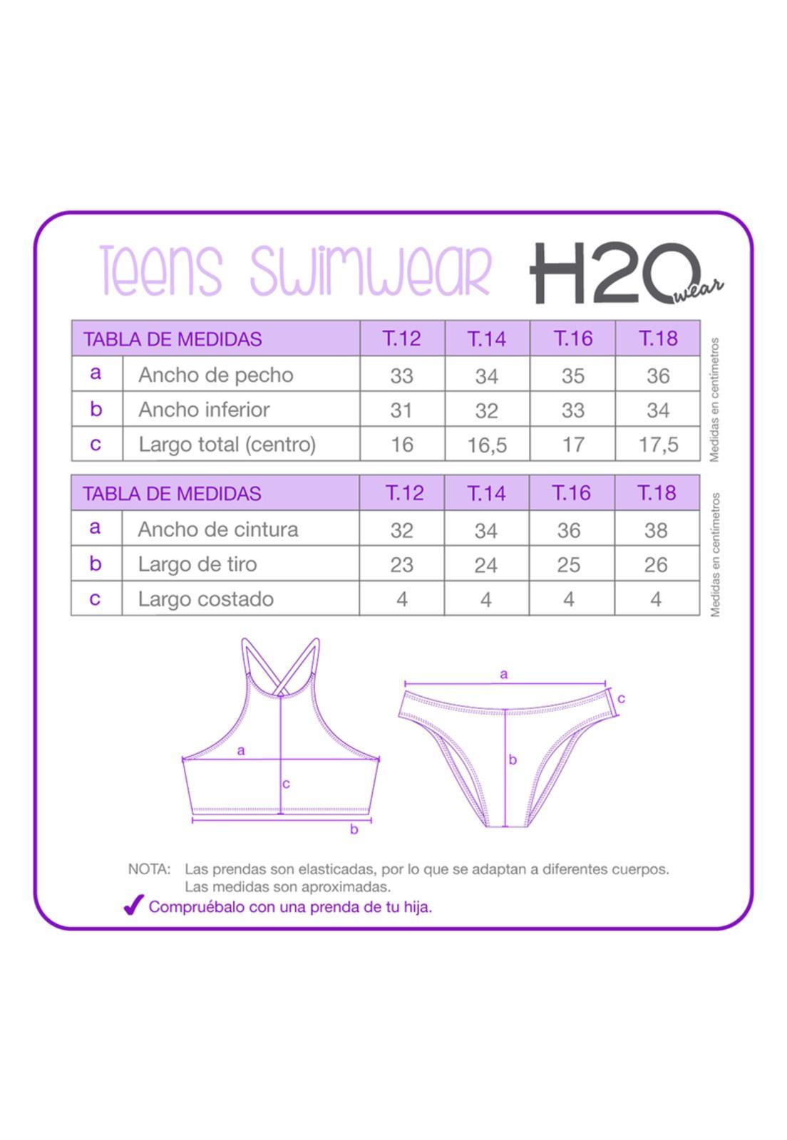 Traje de Baño Teens Niña Bikini UV30+ H2O Wear Azul High Neck-2
