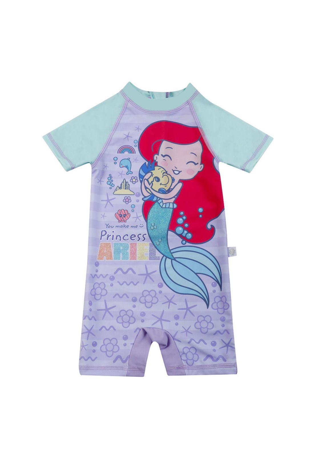 Traje de Baño Bebe Niña Body UV 50 Disney Ariel Turquesa-0