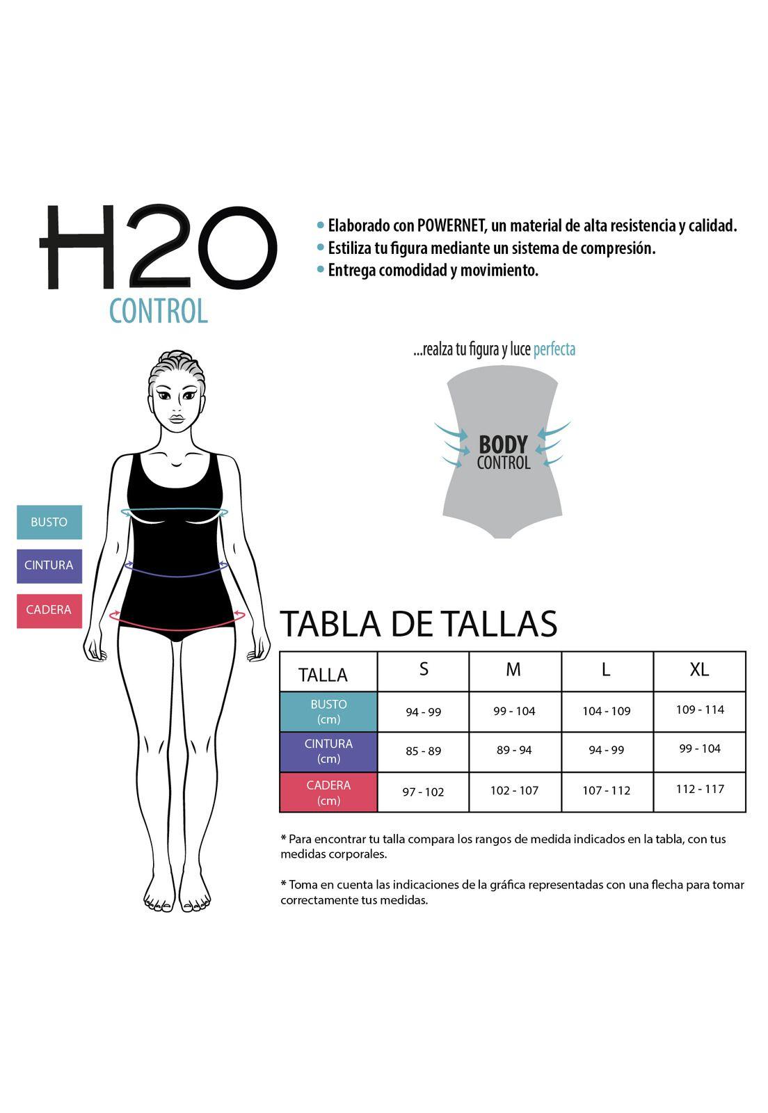 Traje de Baño Entero Mujer Control H2O Wear Negro Banda-3