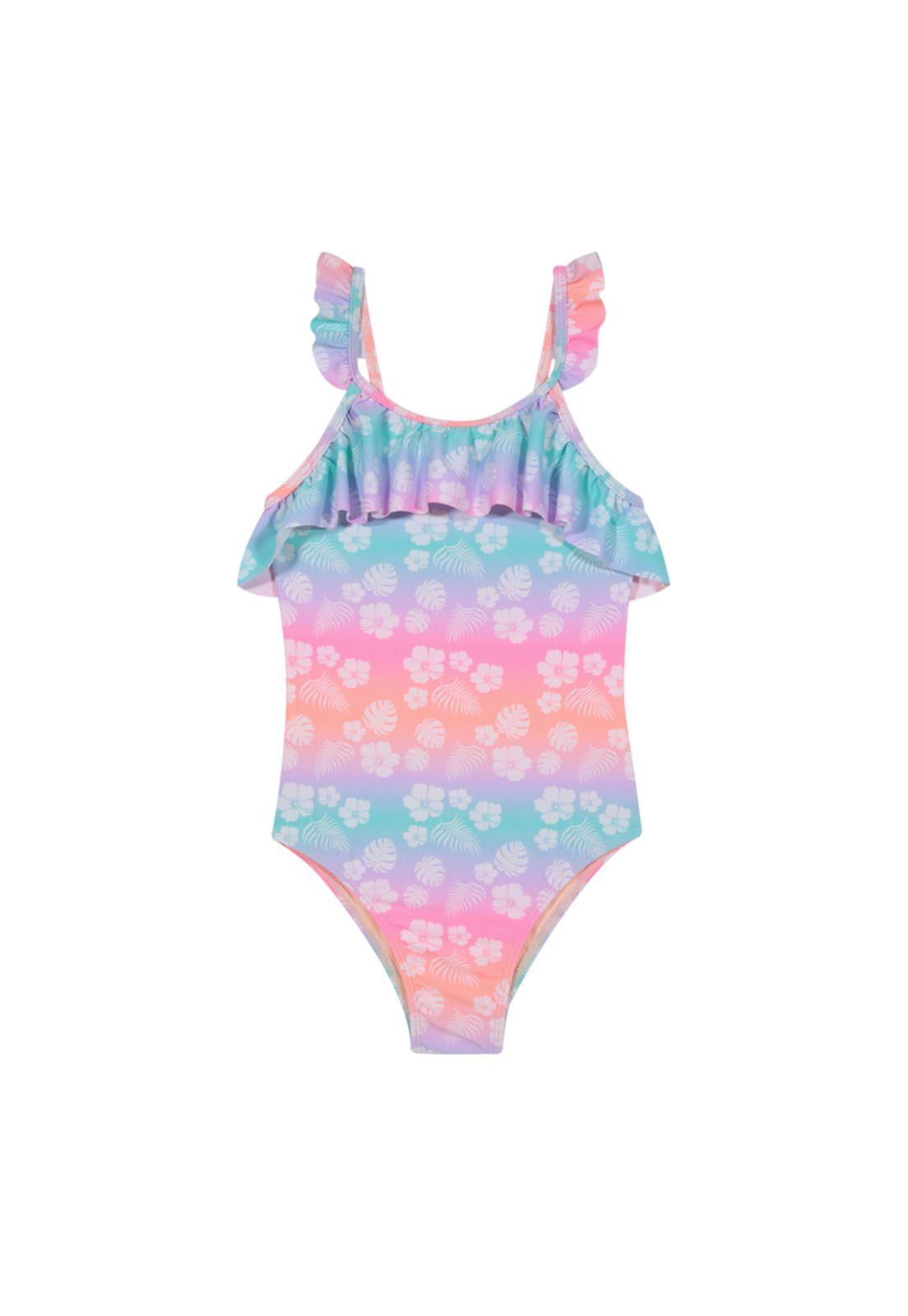 Traje de Baño Entero UV30+ Estampado para Niña Coral-0