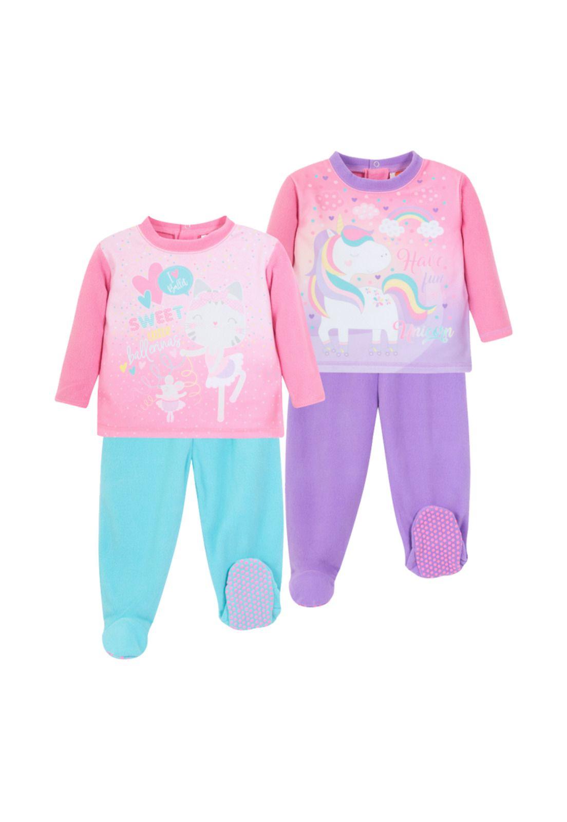 Pack 2 Pijama Bebé Niña Polar Rosa  H2O-0