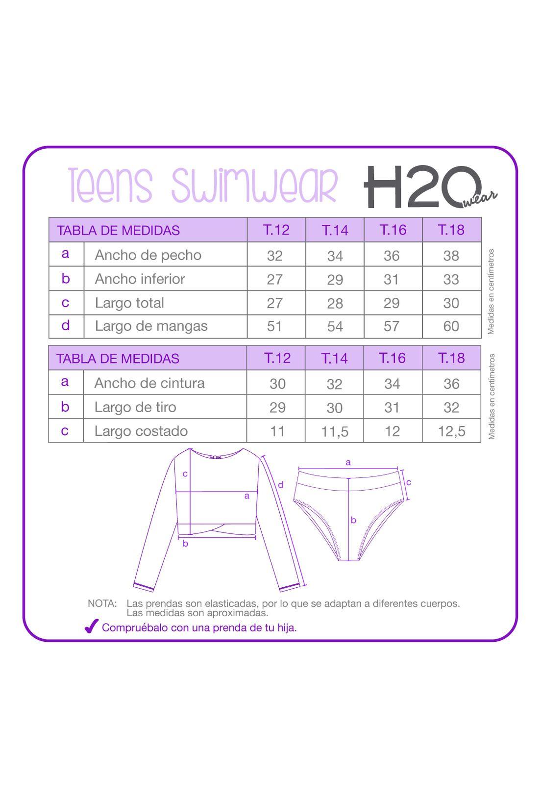 Traje de Baño Niña Teens Tankini UV50 Crop Top  H2O Wear-2