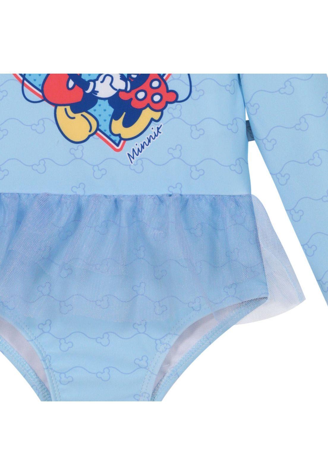 Traje de Baño Entero M/Larga UV50+ para Bebe Niña Celeste-1